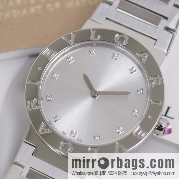 Silver Diamond Bv Bulgari Ladies Quartz Watch