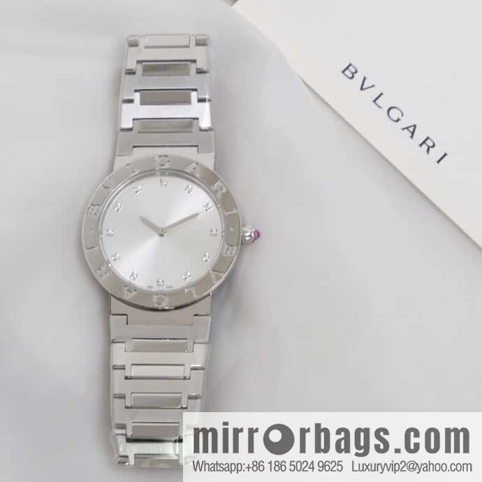 Silver Diamond Bv Bulgari Ladies Quartz Watch