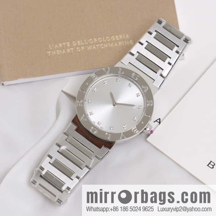Silver Diamond Bv Bulgari Ladies Quartz Watch