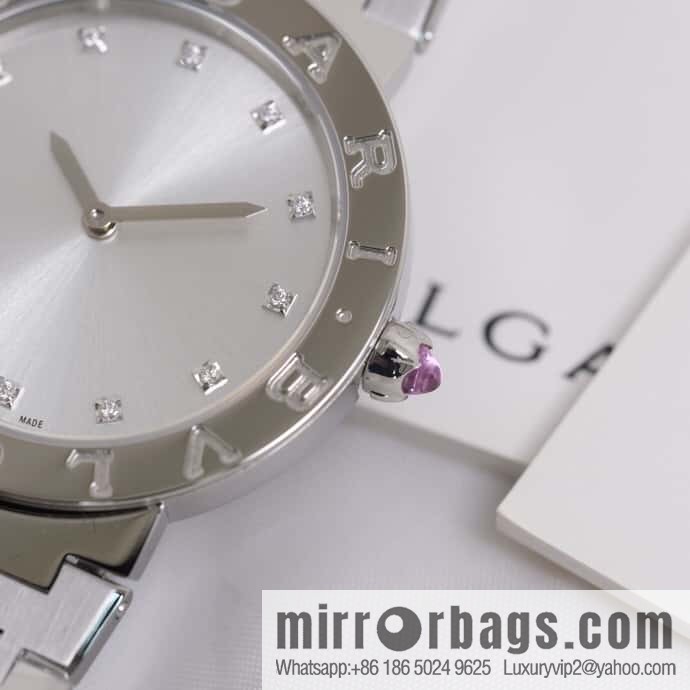 Silver Diamond Bv Bulgari Ladies Quartz Watch