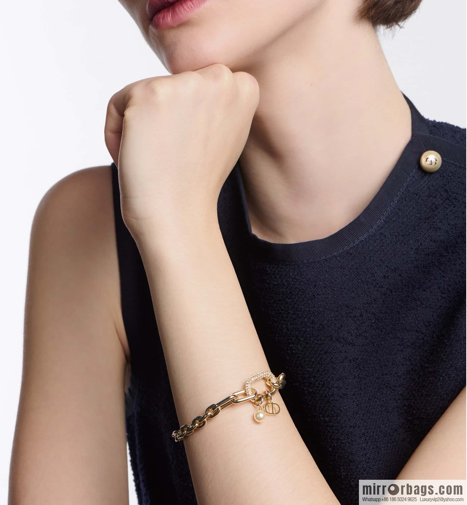 New ☑️ DIOR CD Pearl Chain Bracelet