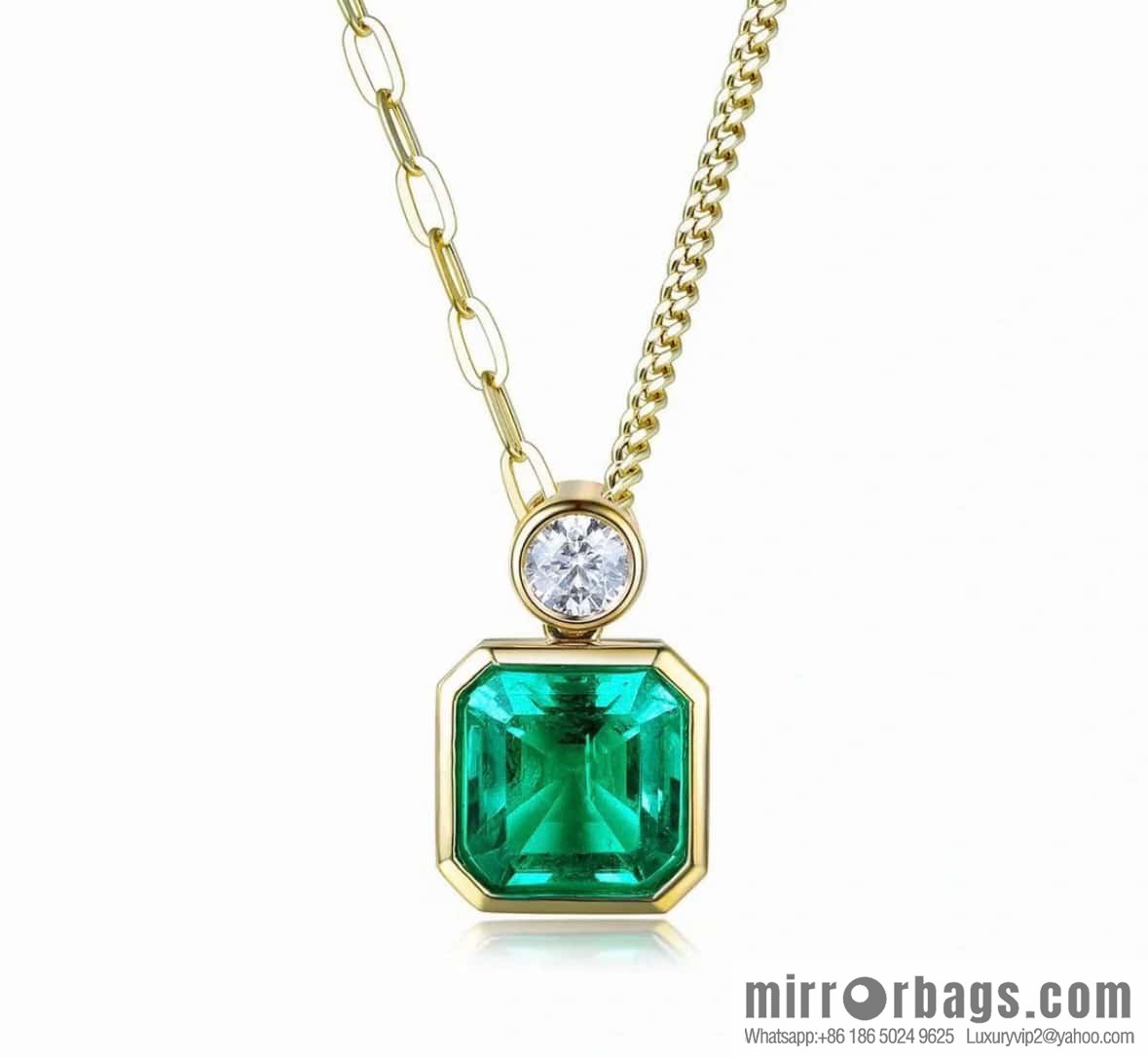 ❗️New ❗️ New ☑️ TIFFANY & Co. Tiffany Square Green Diamond Necklace