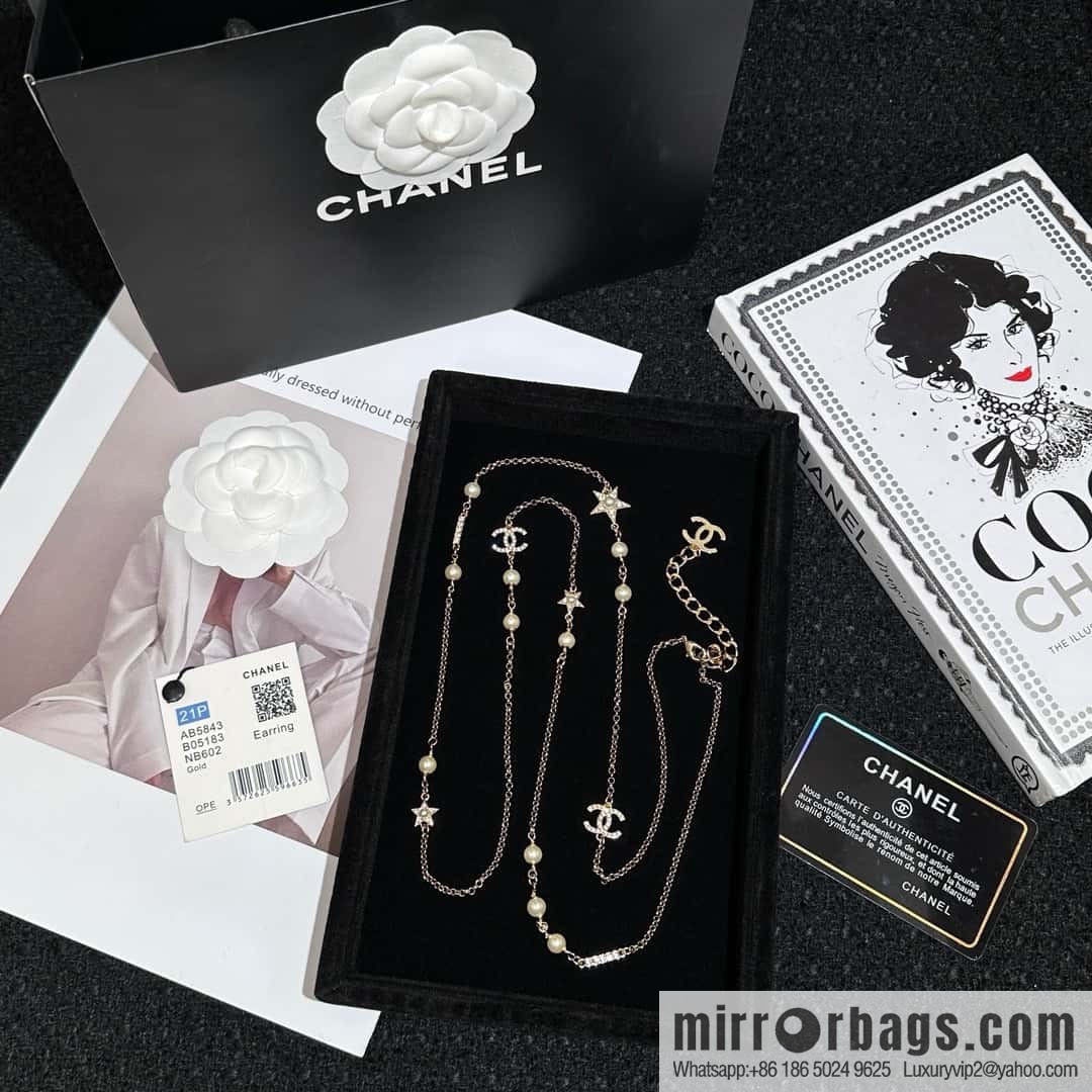 ❗️New ❗️ Chanel necklace ☀️ new ☑️ Chanel double c long star pearl necklace ☀️