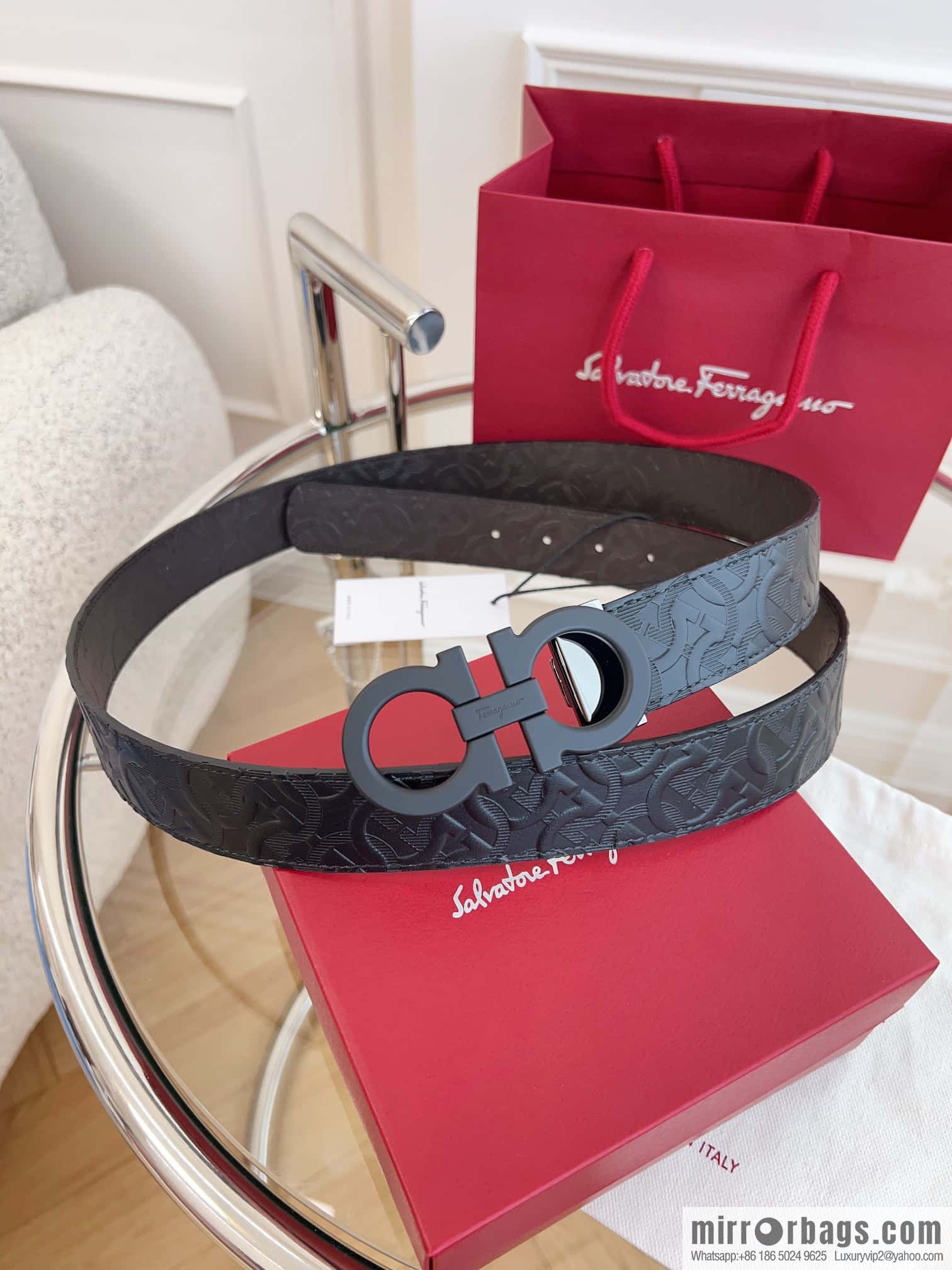Ferragamo 🅿 Original Leather Purchasing Grade 3.5cm Precision Brass Hardware Belt