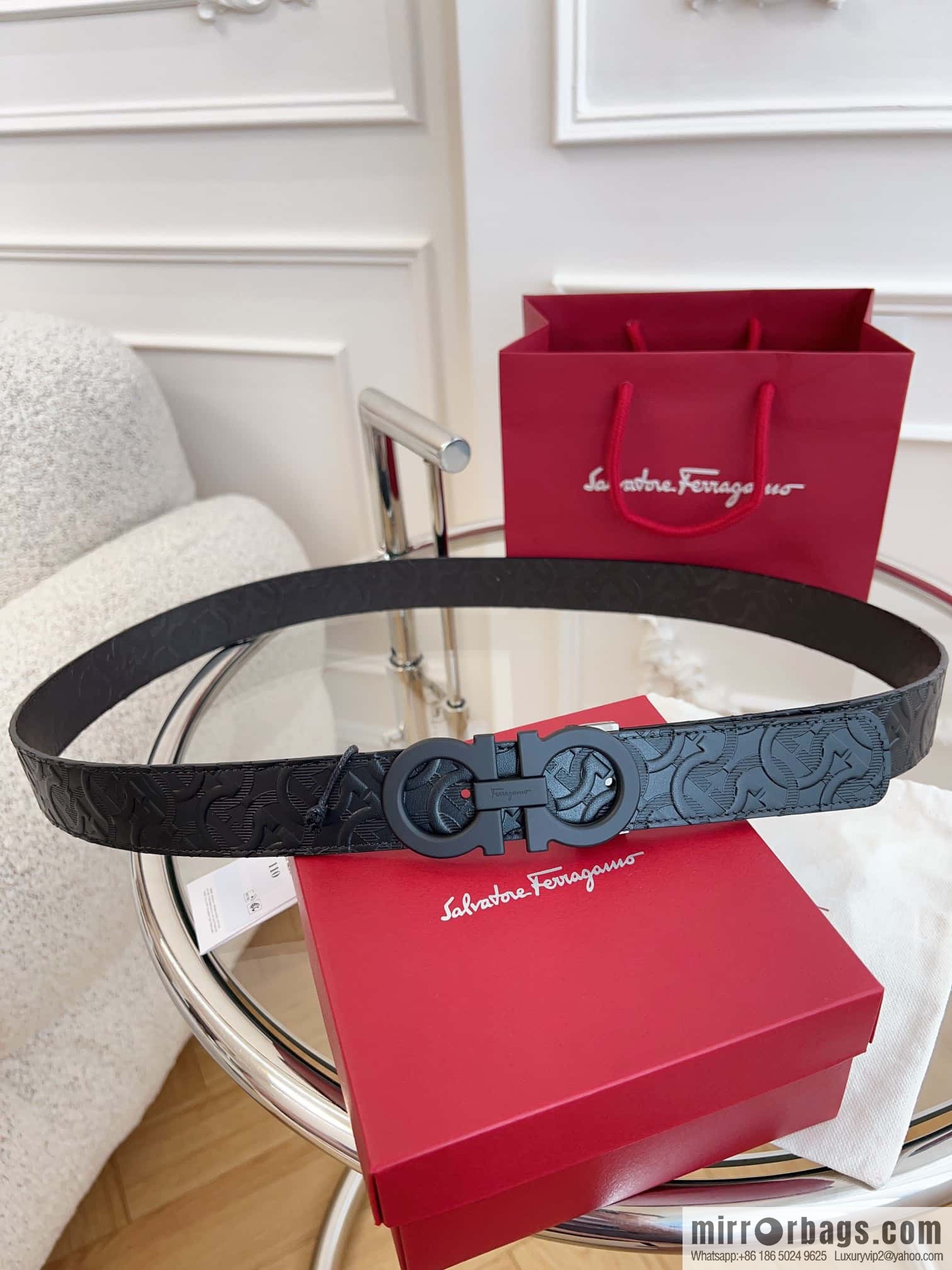 Ferragamo 🅿 Original Leather Purchasing Grade 3.5cm Precision Brass Hardware Belt