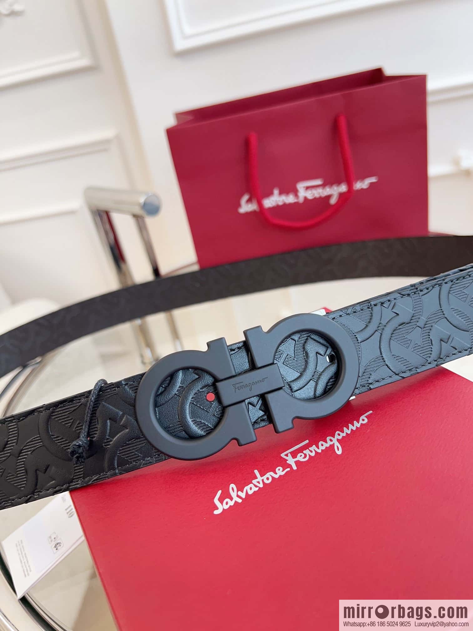 Ferragamo 🅿 Original Leather Purchasing Grade 3.5cm Precision Brass Hardware Belt