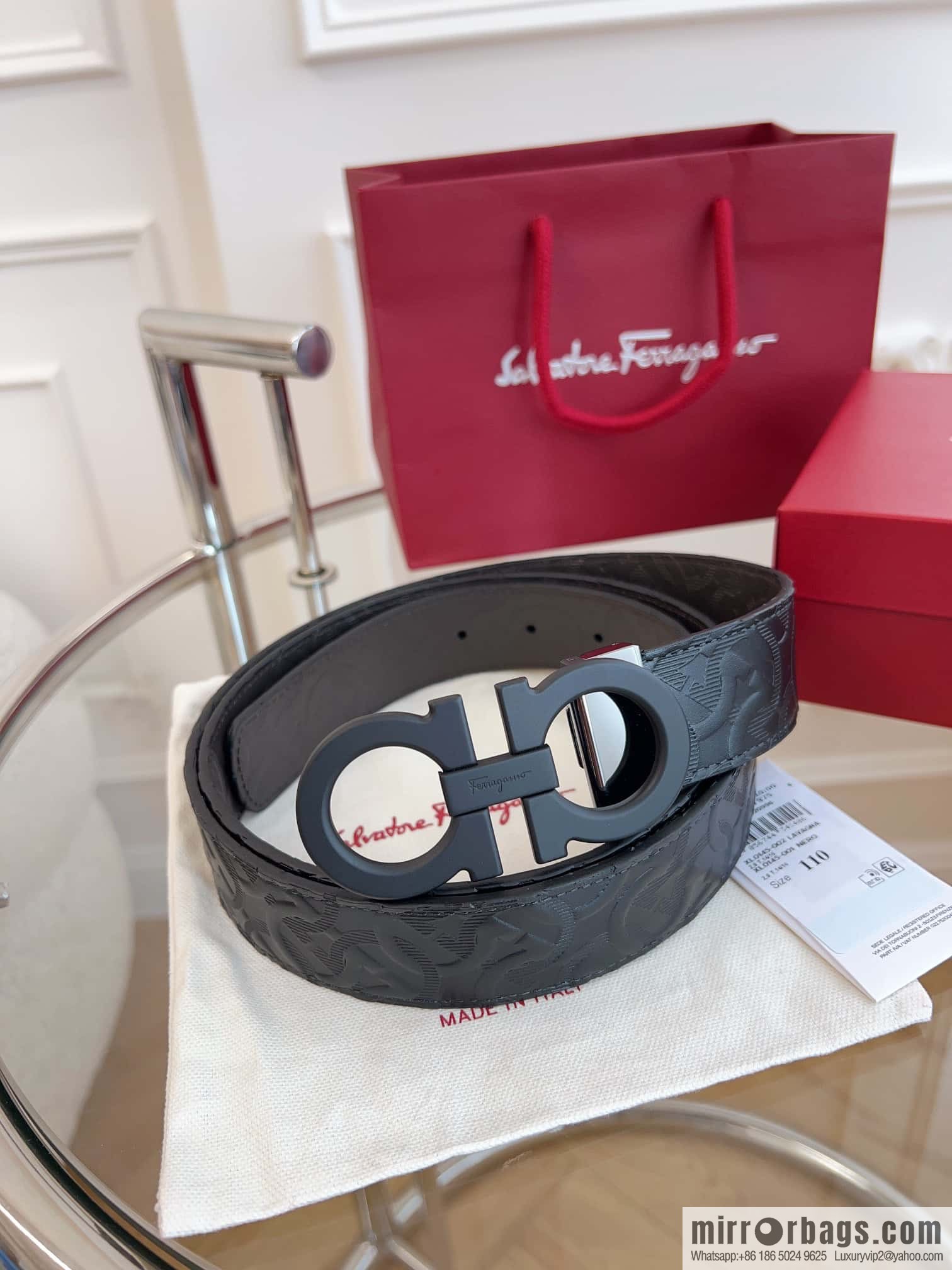 Ferragamo 🅿 Original Leather Purchasing Grade 3.5cm Precision Brass Hardware Belt