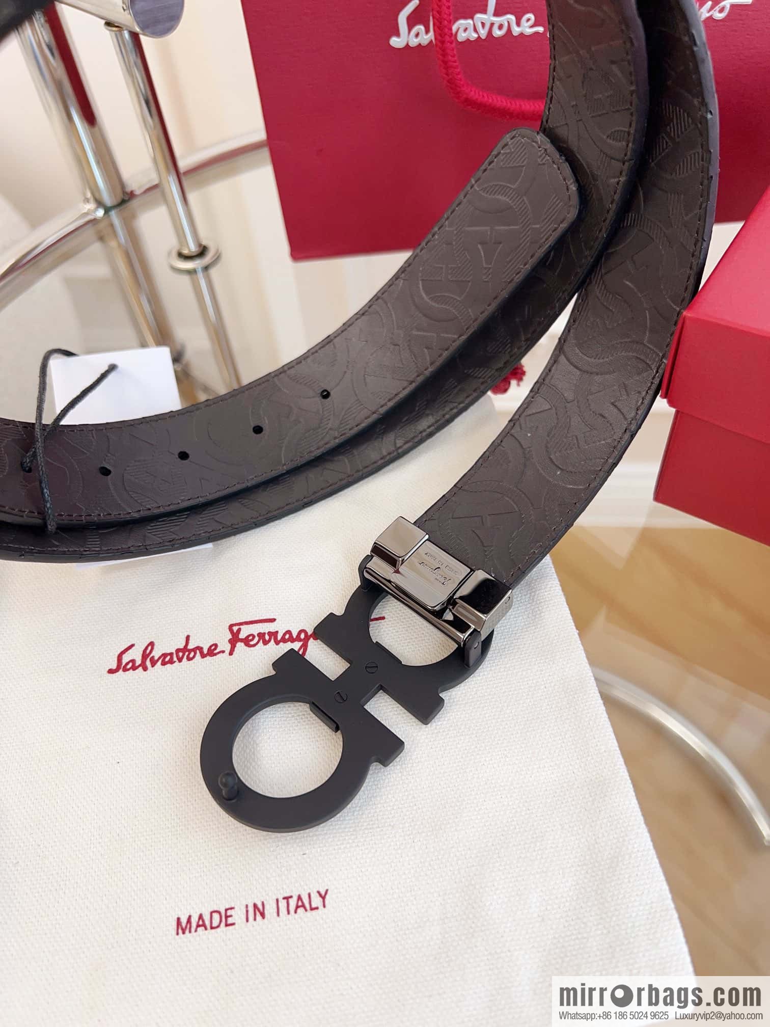 Ferragamo 🅿 Original Leather Purchasing Grade 3.5cm Precision Brass Hardware Belt