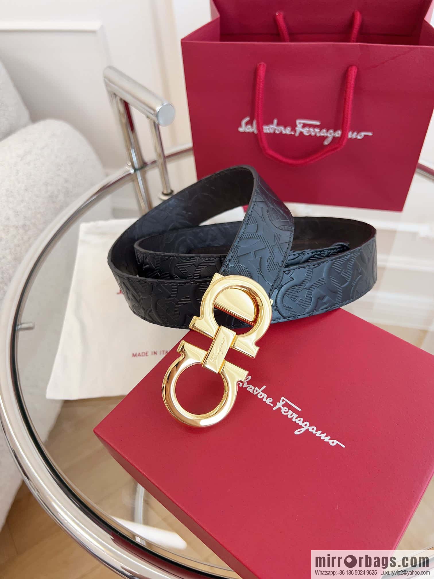 Ferragamo 🅿 Original Leather Purchasing Grade 3.5cm Precision Brass Hardware Belt