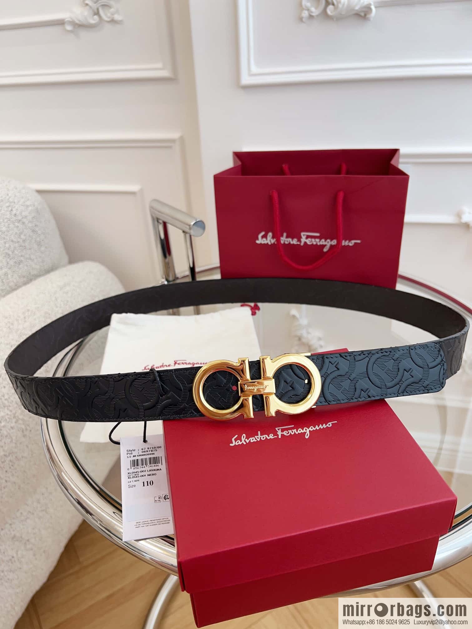 Ferragamo 🅿 Original Leather Purchasing Grade 3.5cm Precision Brass Hardware Belt