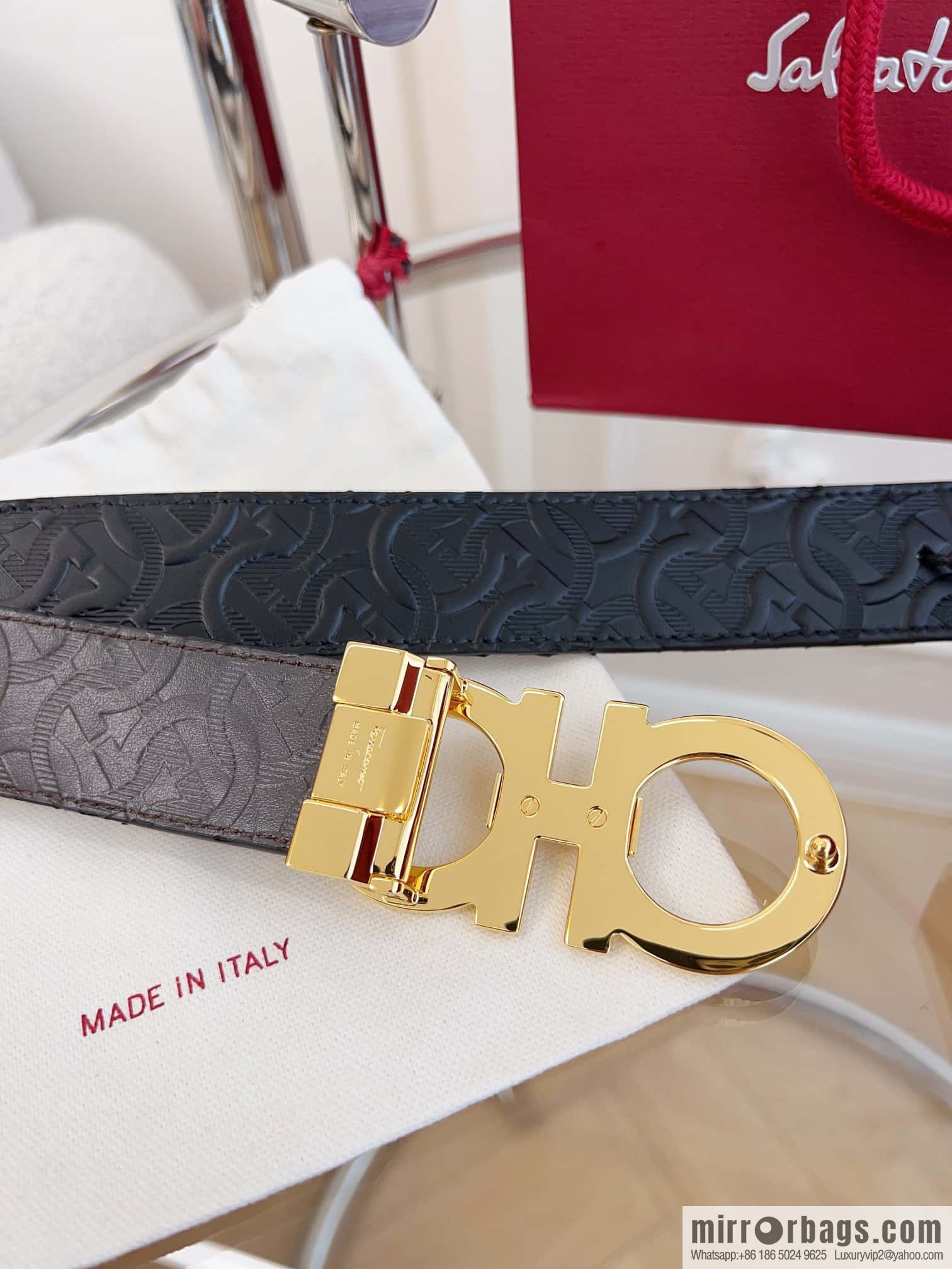 Ferragamo 🅿 Original Leather Purchasing Grade 3.5cm Precision Brass Hardware Belt