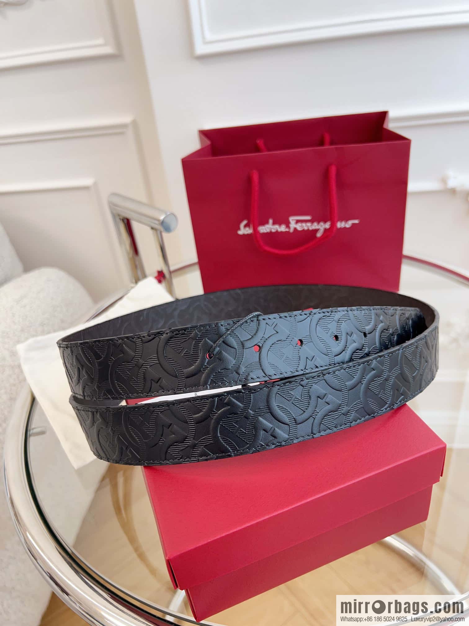 Ferragamo 🅿 Original Leather Purchasing Grade 3.5cm Precision Brass Hardware Belt