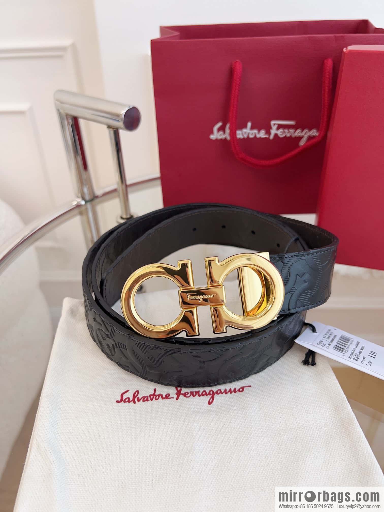 Ferragamo 🅿 Original Leather Purchasing Grade 3.5cm Precision Brass Hardware Belt