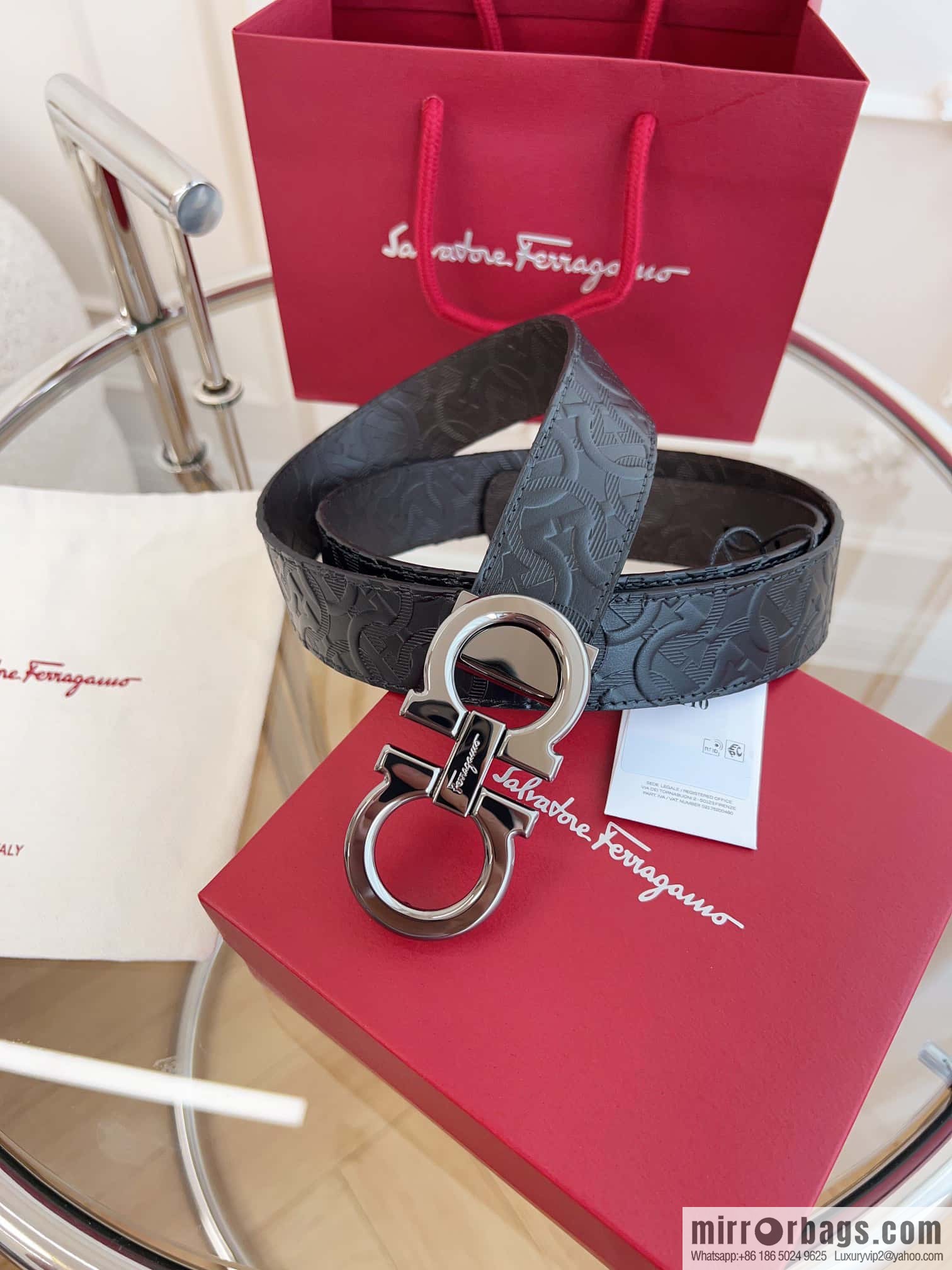 Ferragamo 🅿 Original Leather Purchasing Grade 3.5cm Precision Brass Hardware Belt