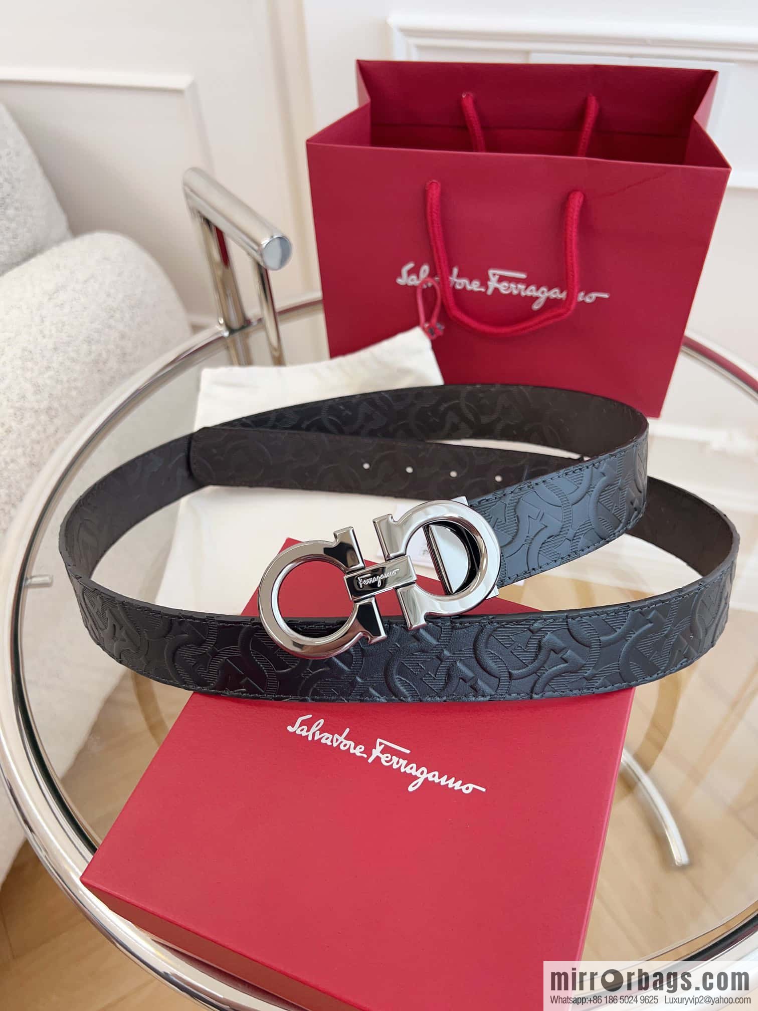 Ferragamo 🅿 Original Leather Purchasing Grade 3.5cm Precision Brass Hardware Belt