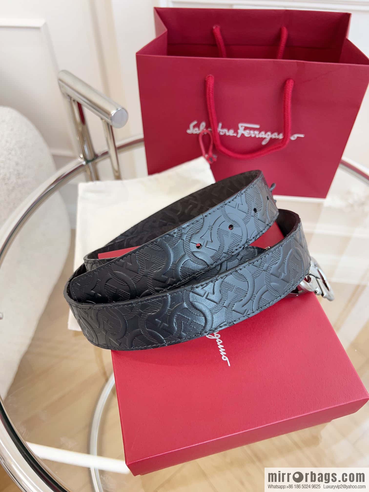 Ferragamo 🅿 Original Leather Purchasing Grade 3.5cm Precision Brass Hardware Belt
