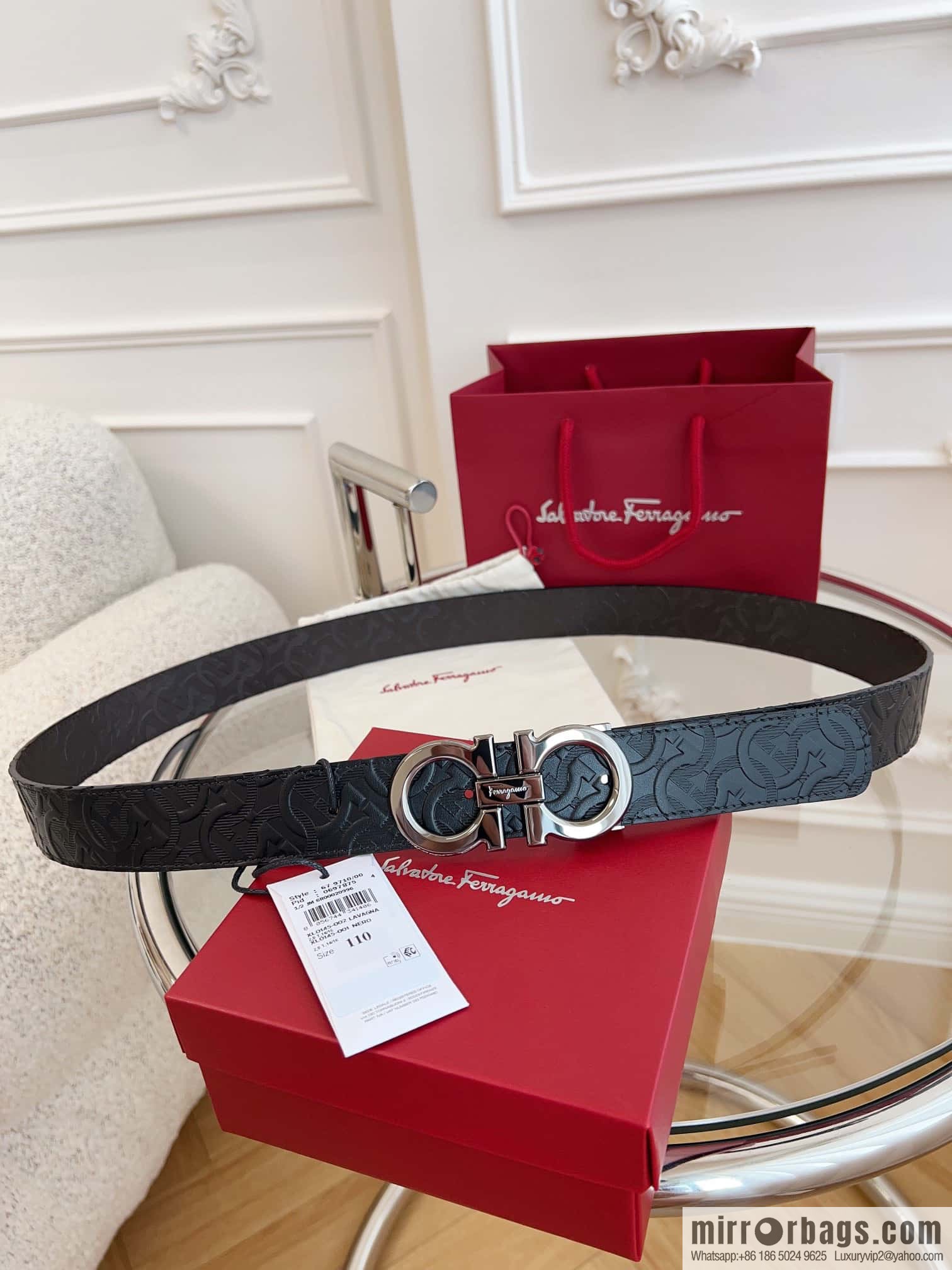 Ferragamo 🅿 Original Leather Purchasing Grade 3.5cm Precision Brass Hardware Belt