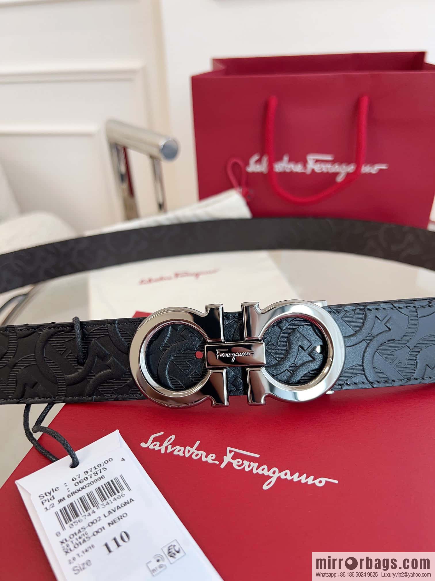 Ferragamo 🅿 Original Leather Purchasing Grade 3.5cm Precision Brass Hardware Belt