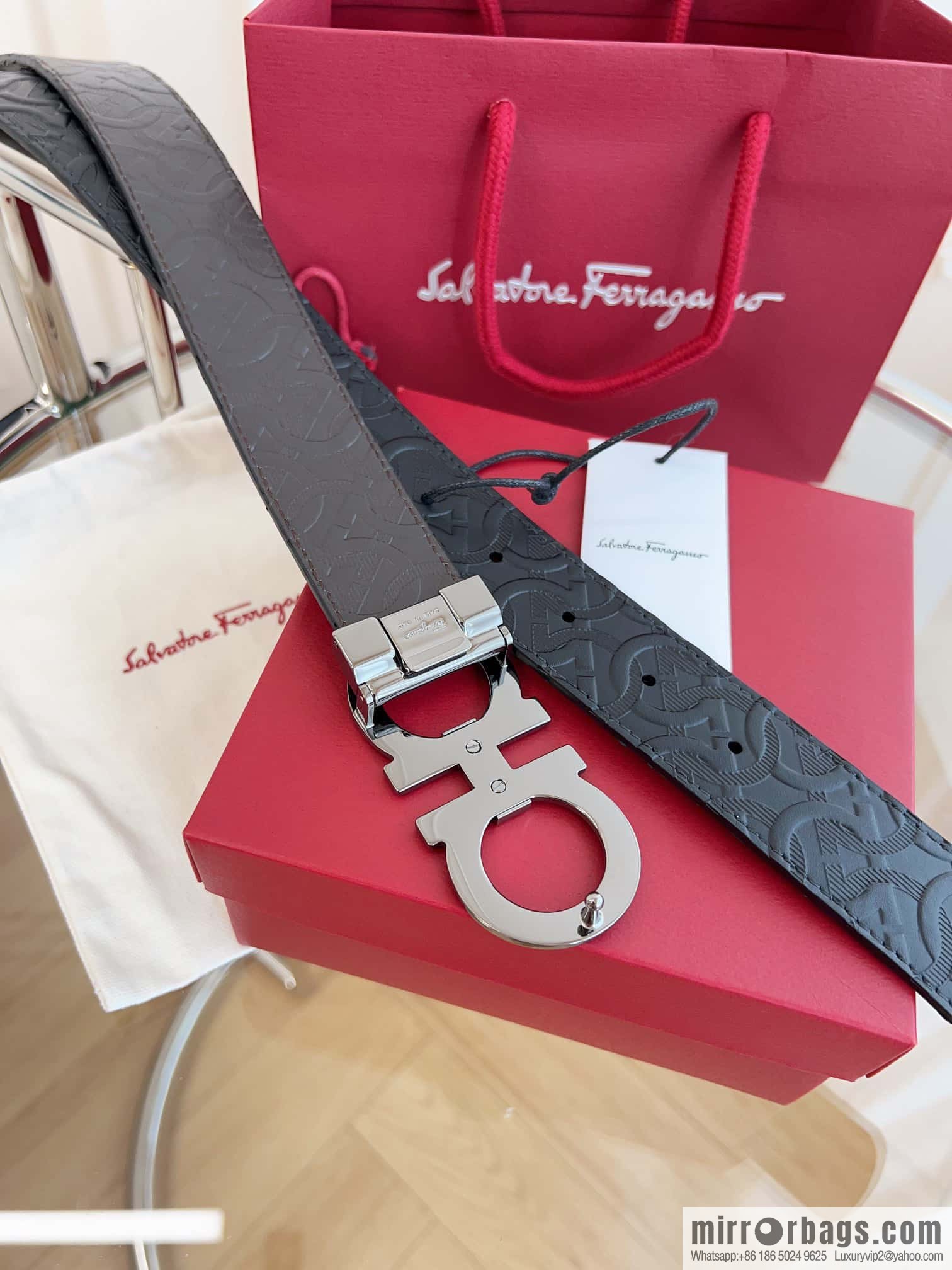 Ferragamo 🅿 Original Leather Purchasing Grade 3.5cm Precision Brass Hardware Belt