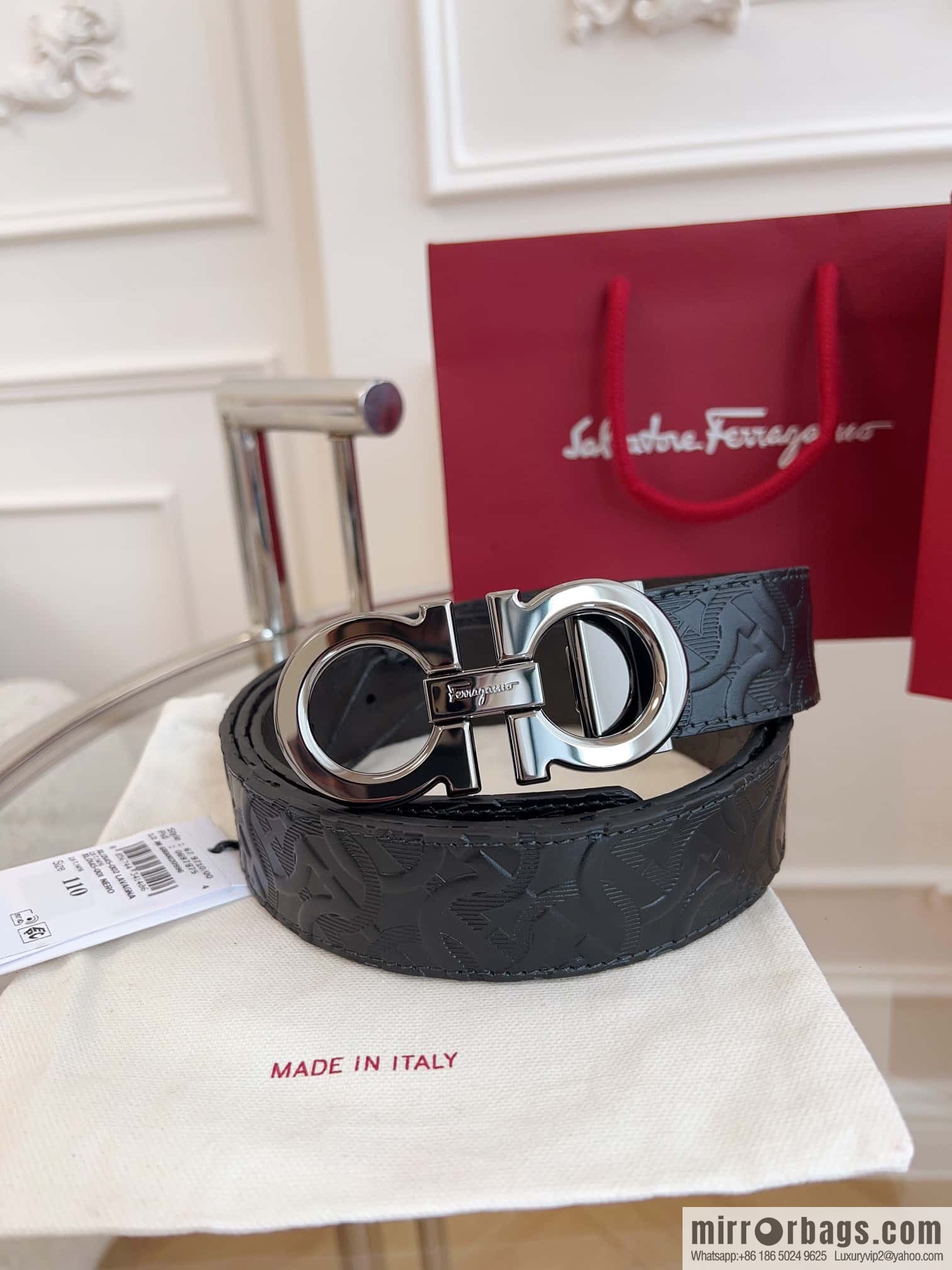 Ferragamo 🅿 Original Leather Purchasing Grade 3.5cm Precision Brass Hardware Belt