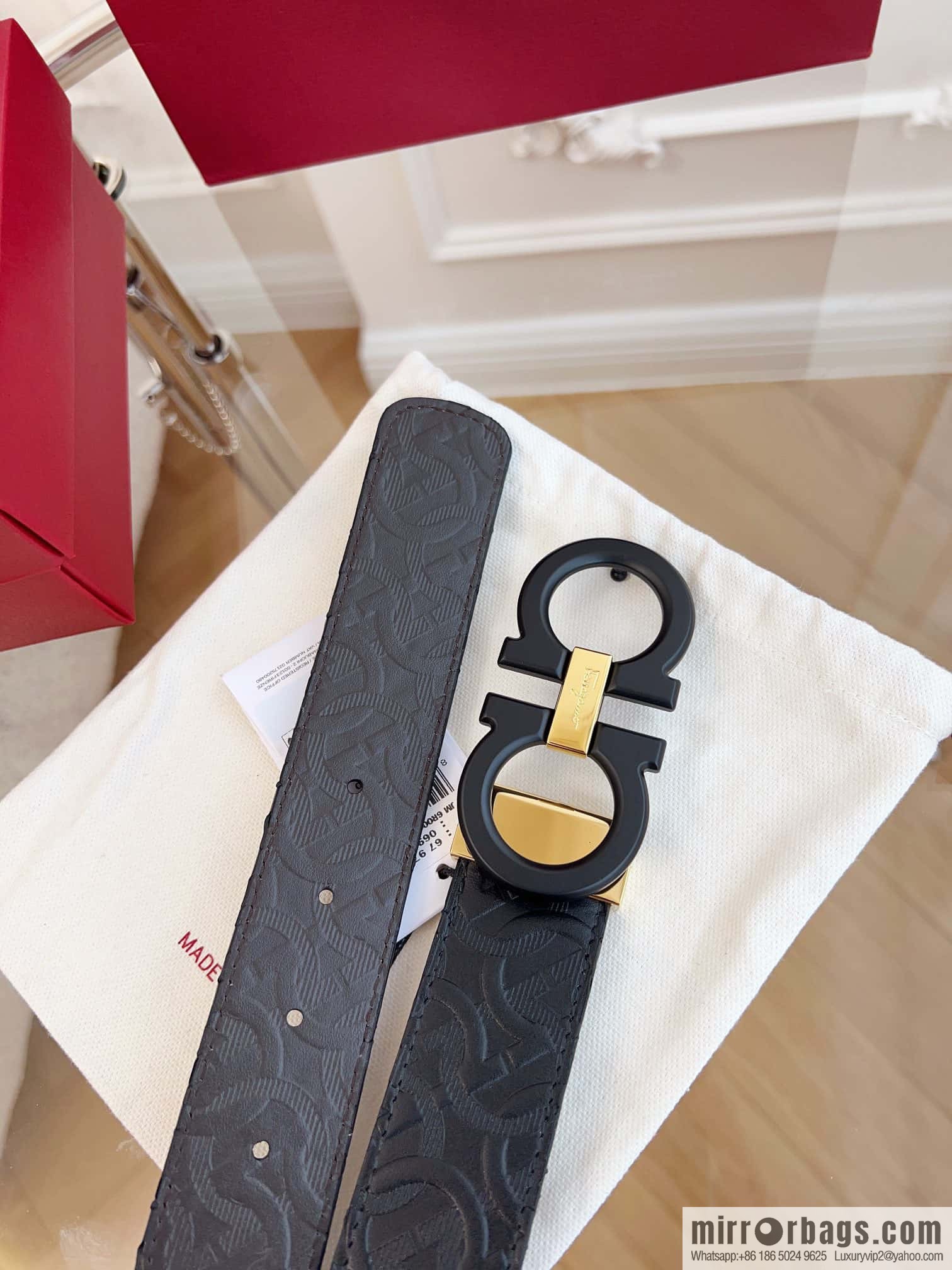Ferragamo 🅿 Original Leather Purchasing Grade 3.5cm Precision Brass Hardware Belt