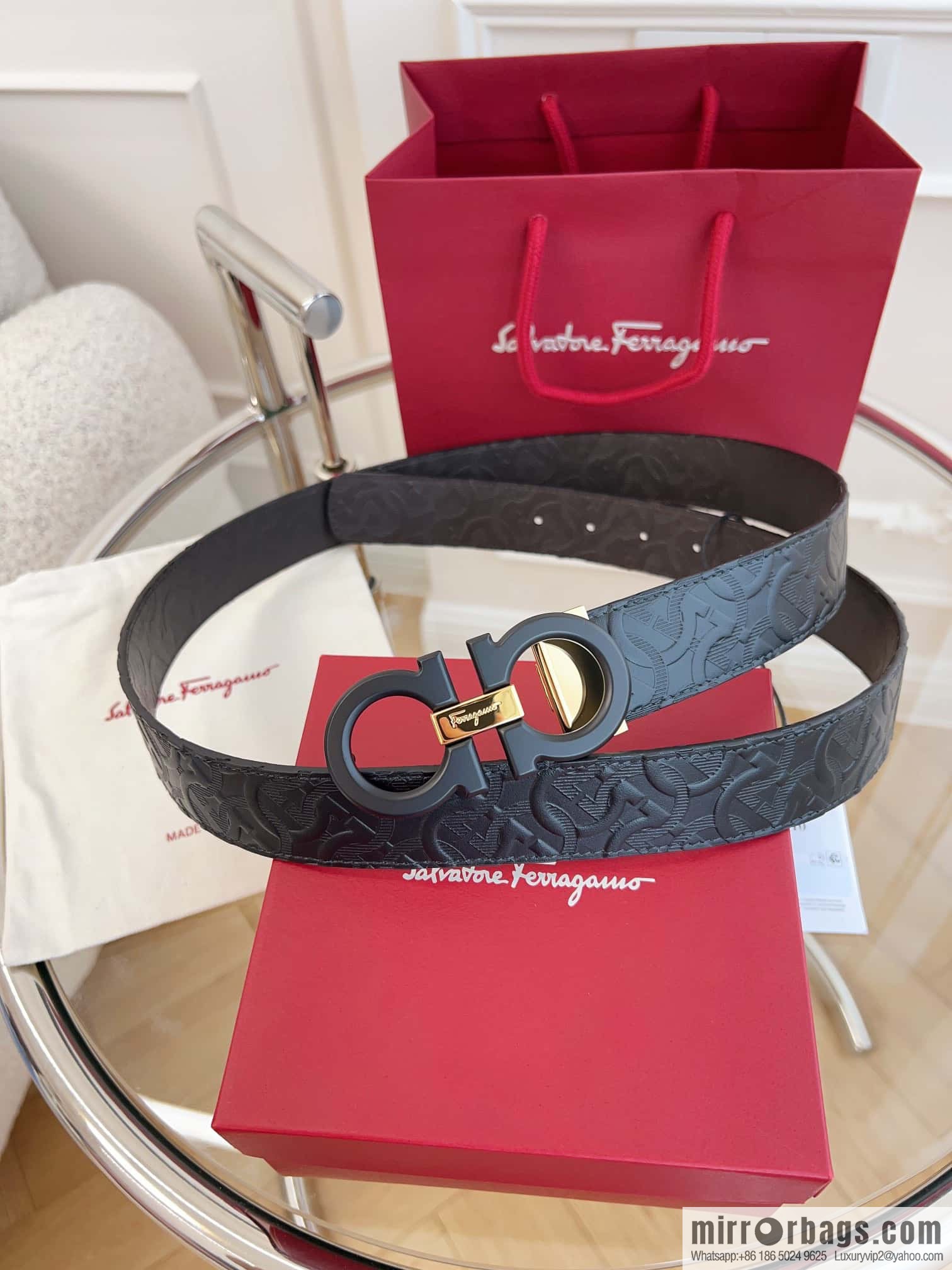 Ferragamo 🅿 Original Leather Purchasing Grade 3.5cm Precision Brass Hardware Belt