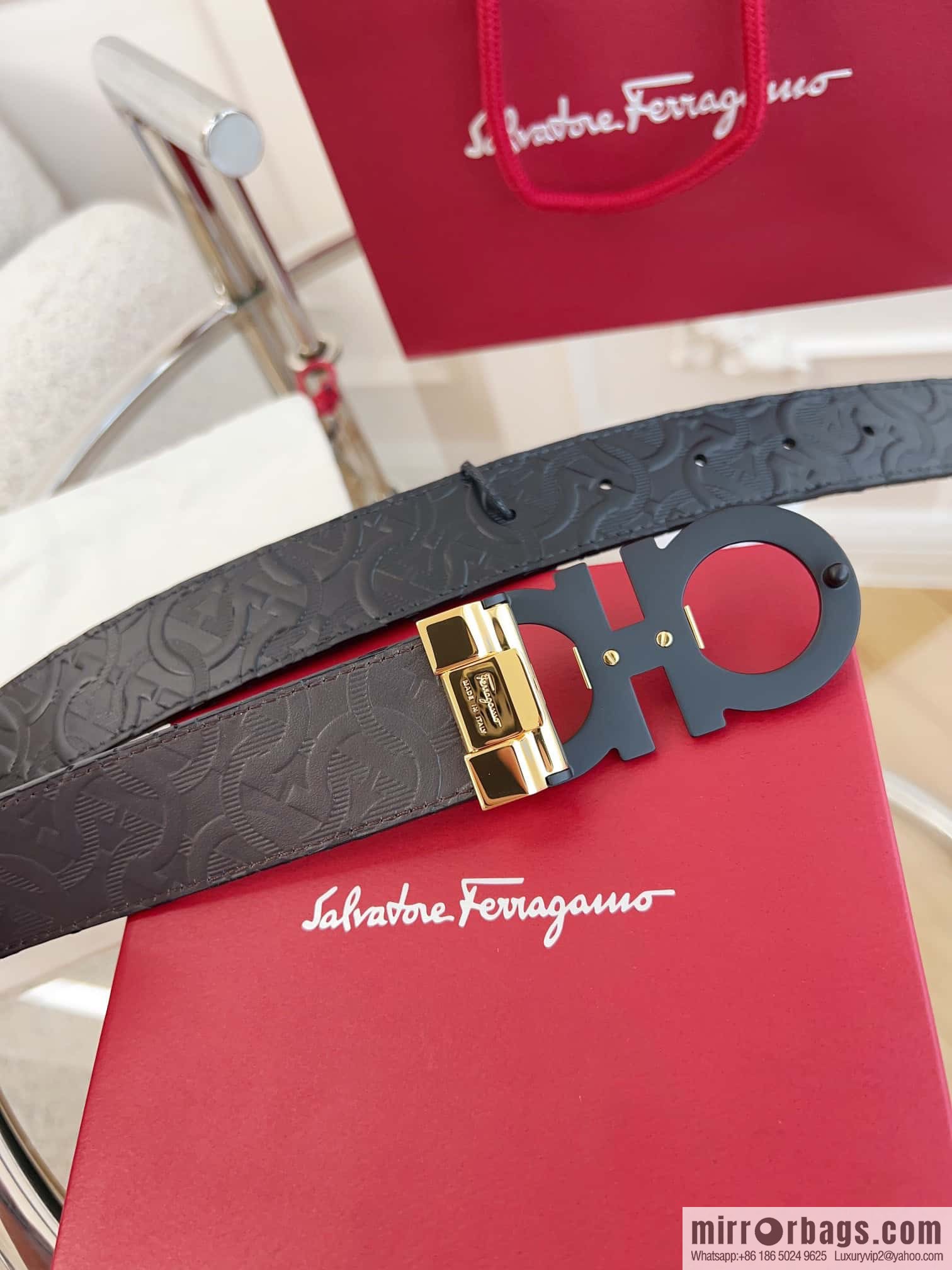 Ferragamo 🅿 Original Leather Purchasing Grade 3.5cm Precision Brass Hardware Belt