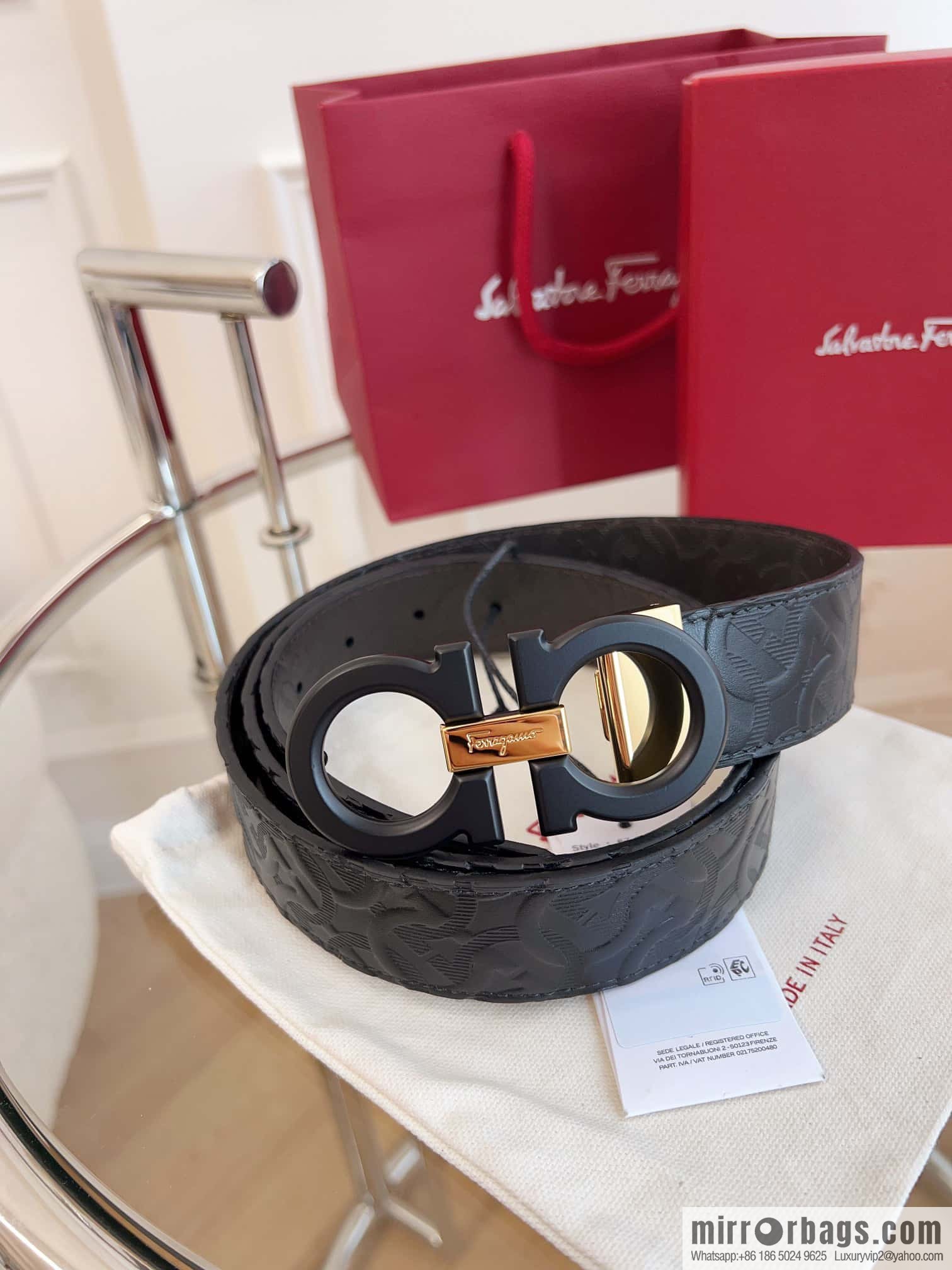 Ferragamo 🅿 Original Leather Purchasing Grade 3.5cm Precision Brass Hardware Belt
