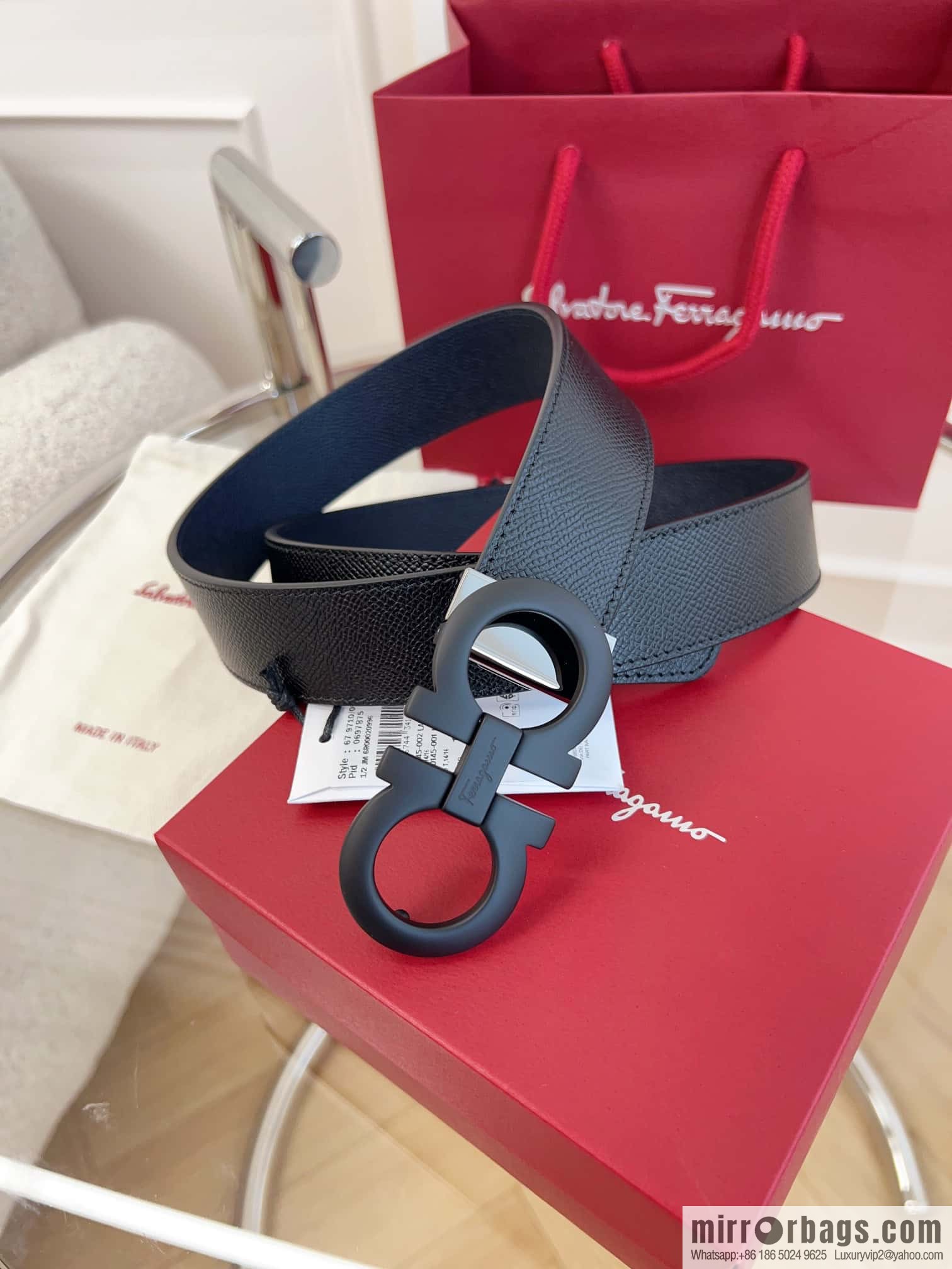 Ferragamo 🅿 Original Leather Purchasing Grade 3.5cm Precision Brass Hardware Belt