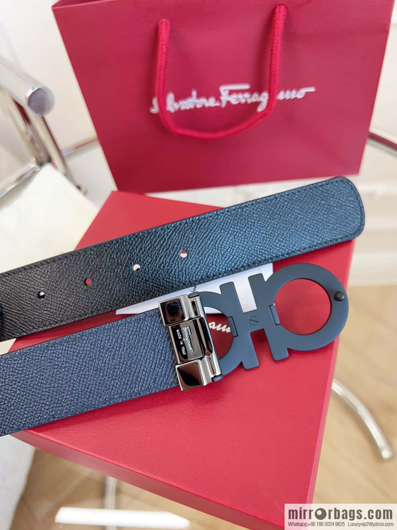 Ferragamo 🅿 Original Leather Purchasing Grade 3.5cm Precision Brass Hardware Belt