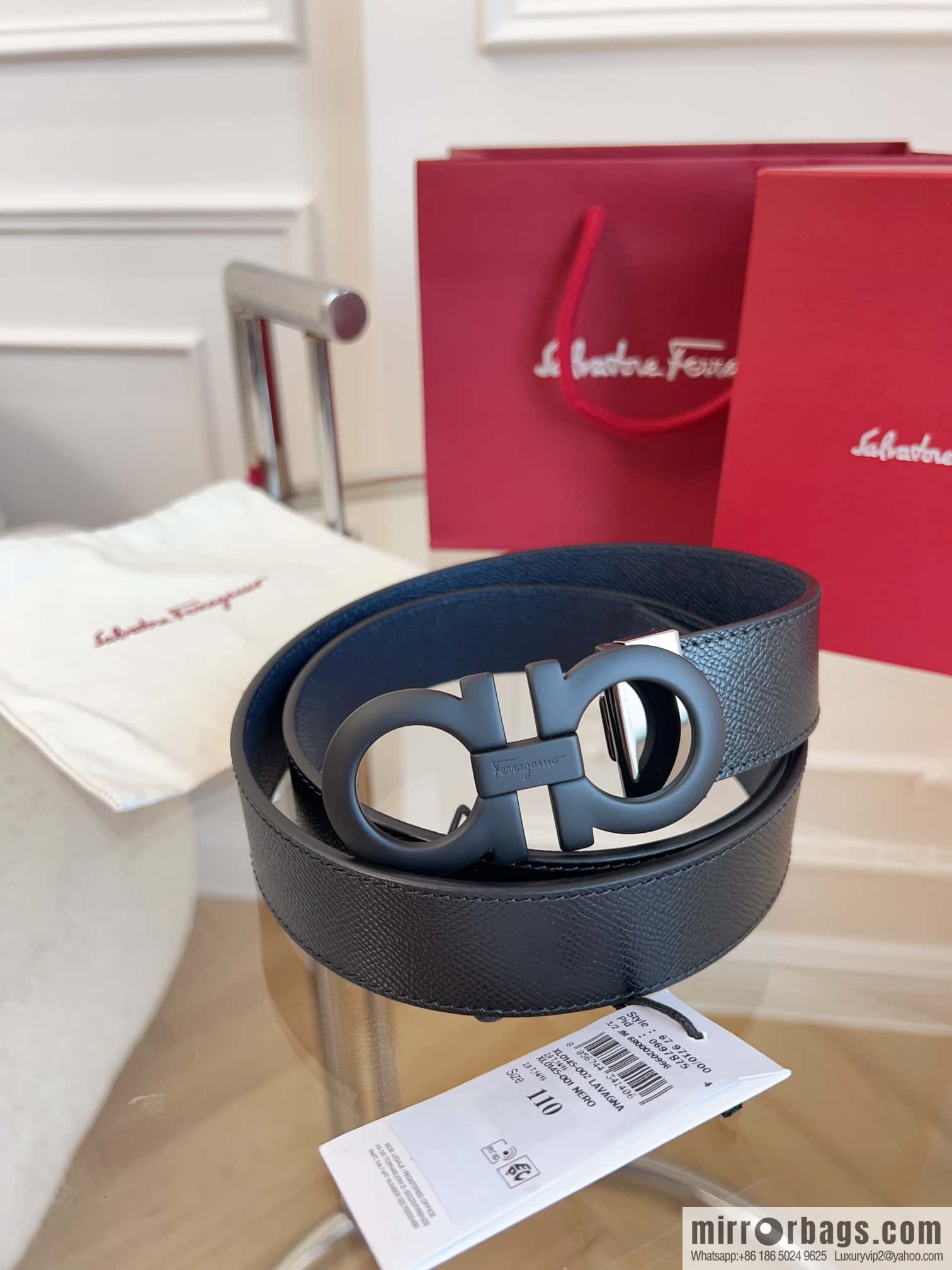 Ferragamo 🅿 Original Leather Purchasing Grade 3.5cm Precision Brass Hardware Belt