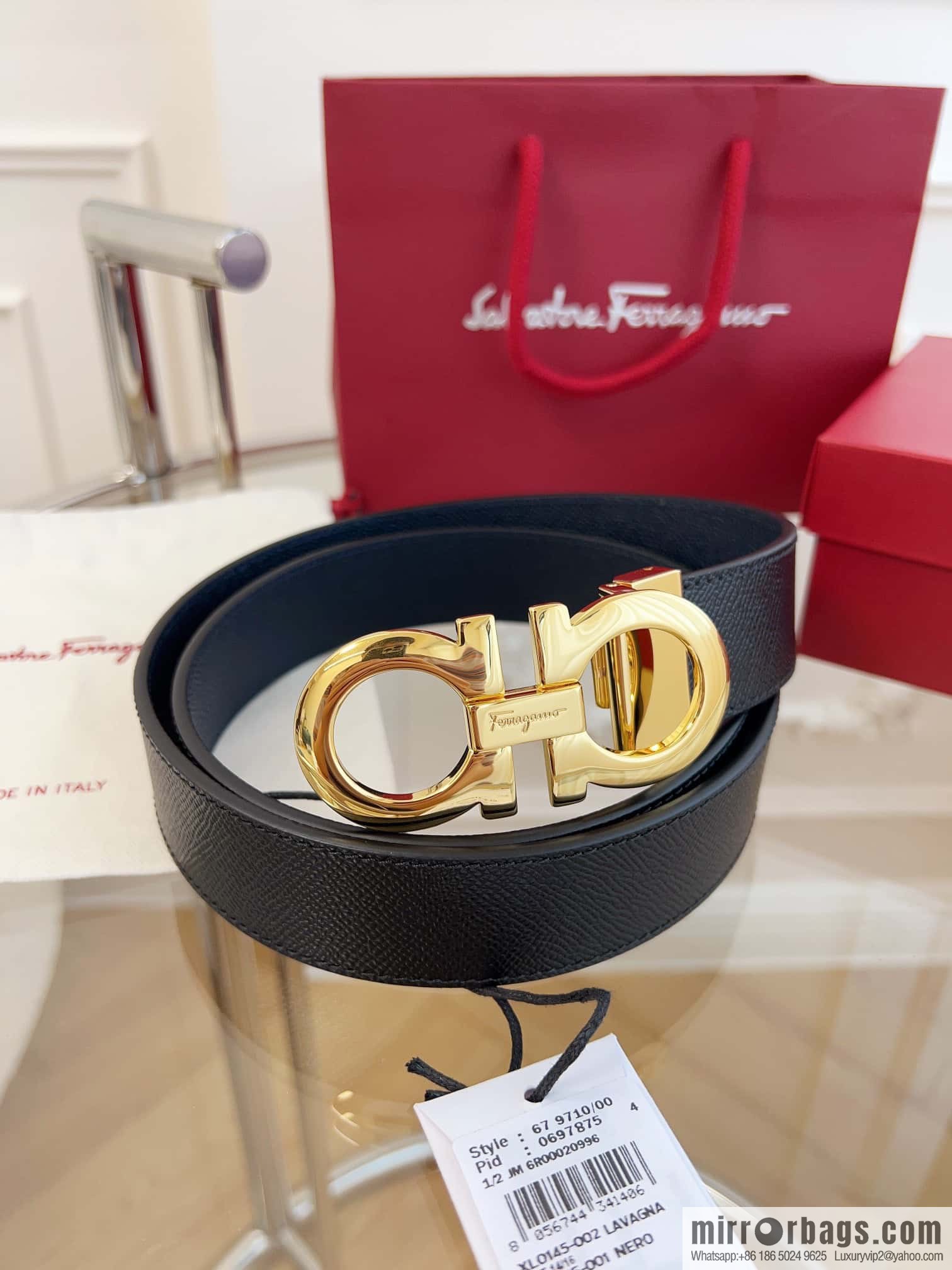 Ferragamo 🅿 Original Leather Purchasing Grade 3.5cm Precision Brass Hardware Belt