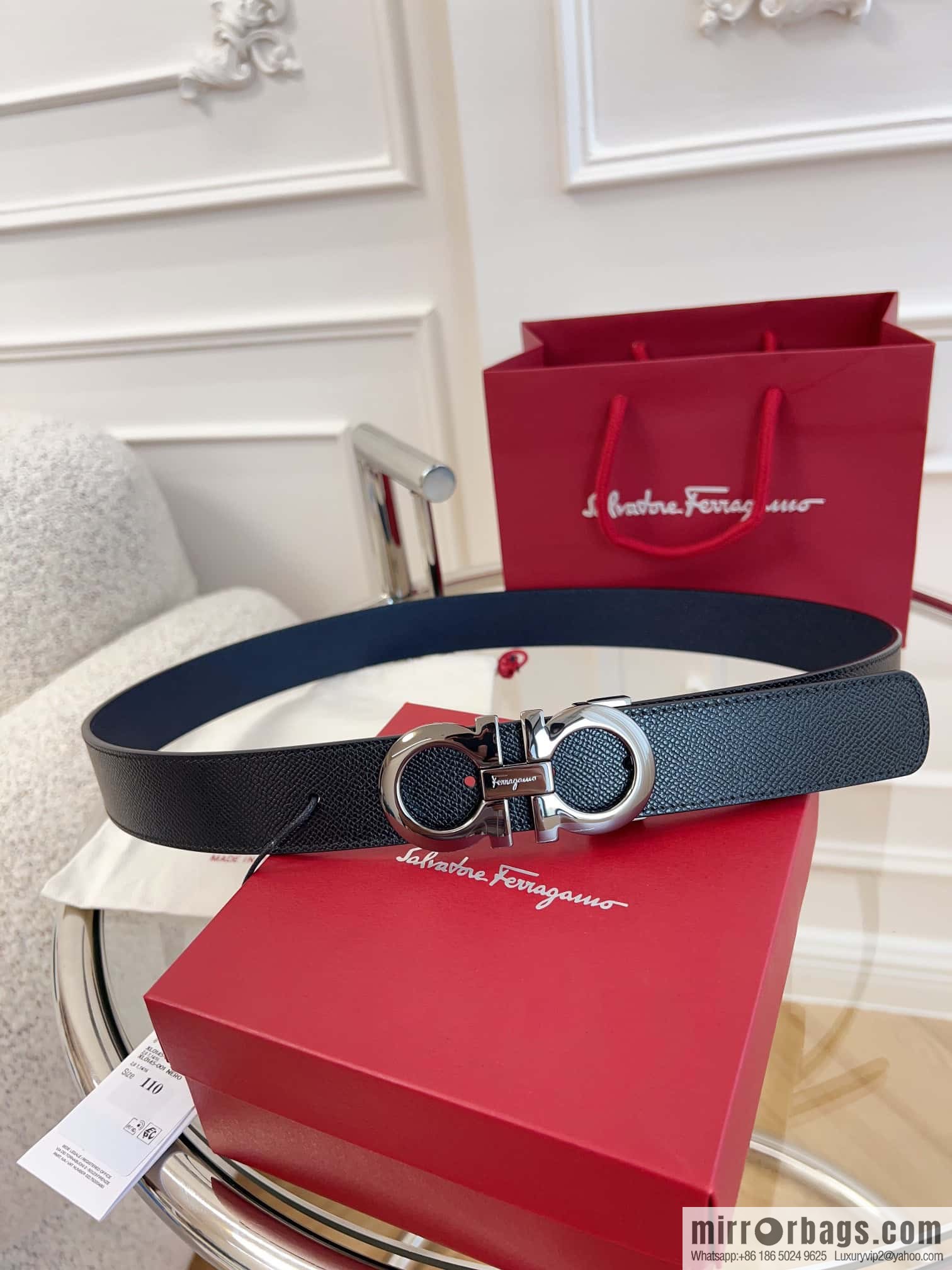 Ferragamo 🅿 Original Leather Purchasing Grade 3.5cm Precision Brass Hardware Belt