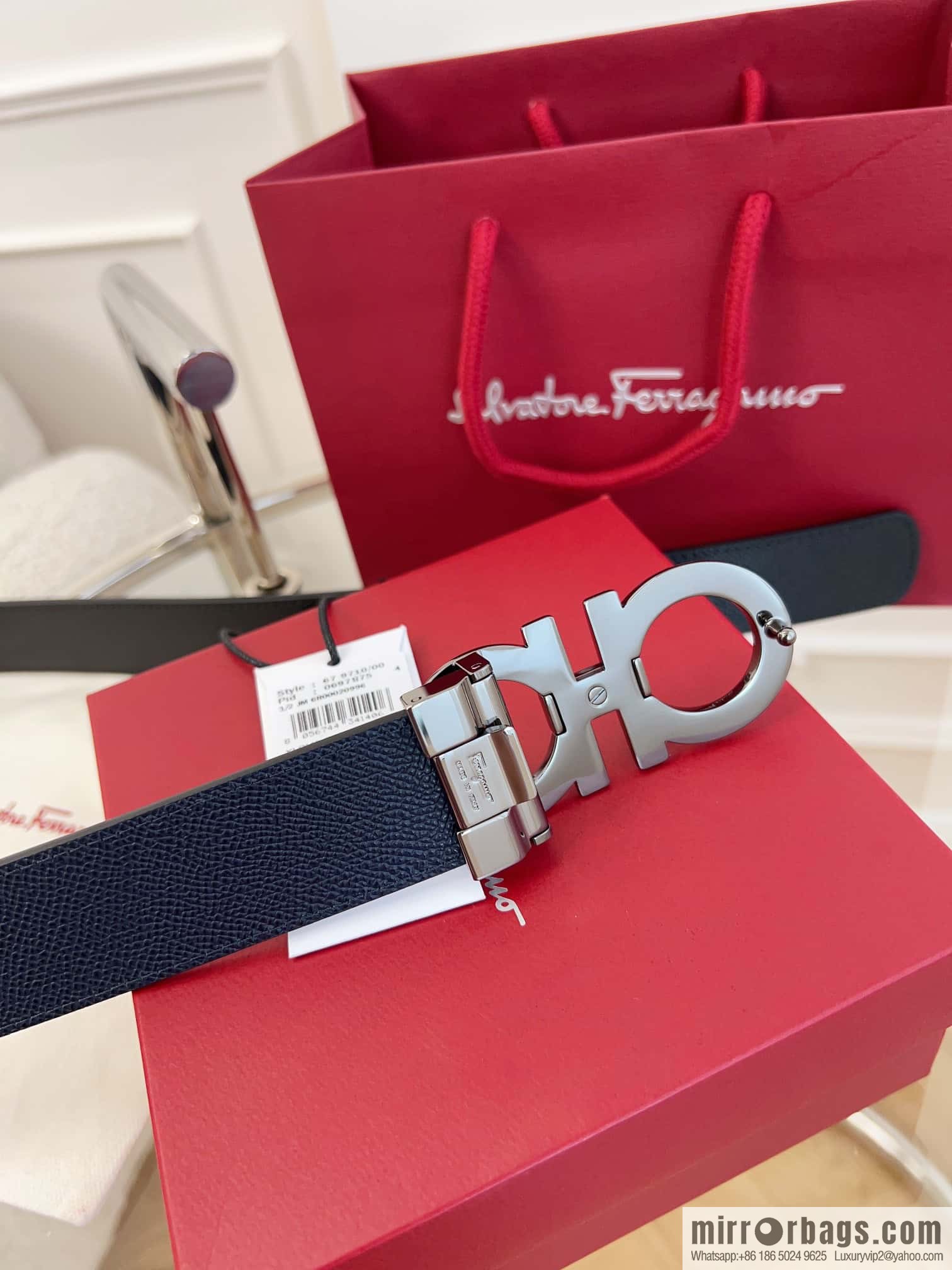 Ferragamo 🅿 Original Leather Purchasing Grade 3.5cm Precision Brass Hardware Belt