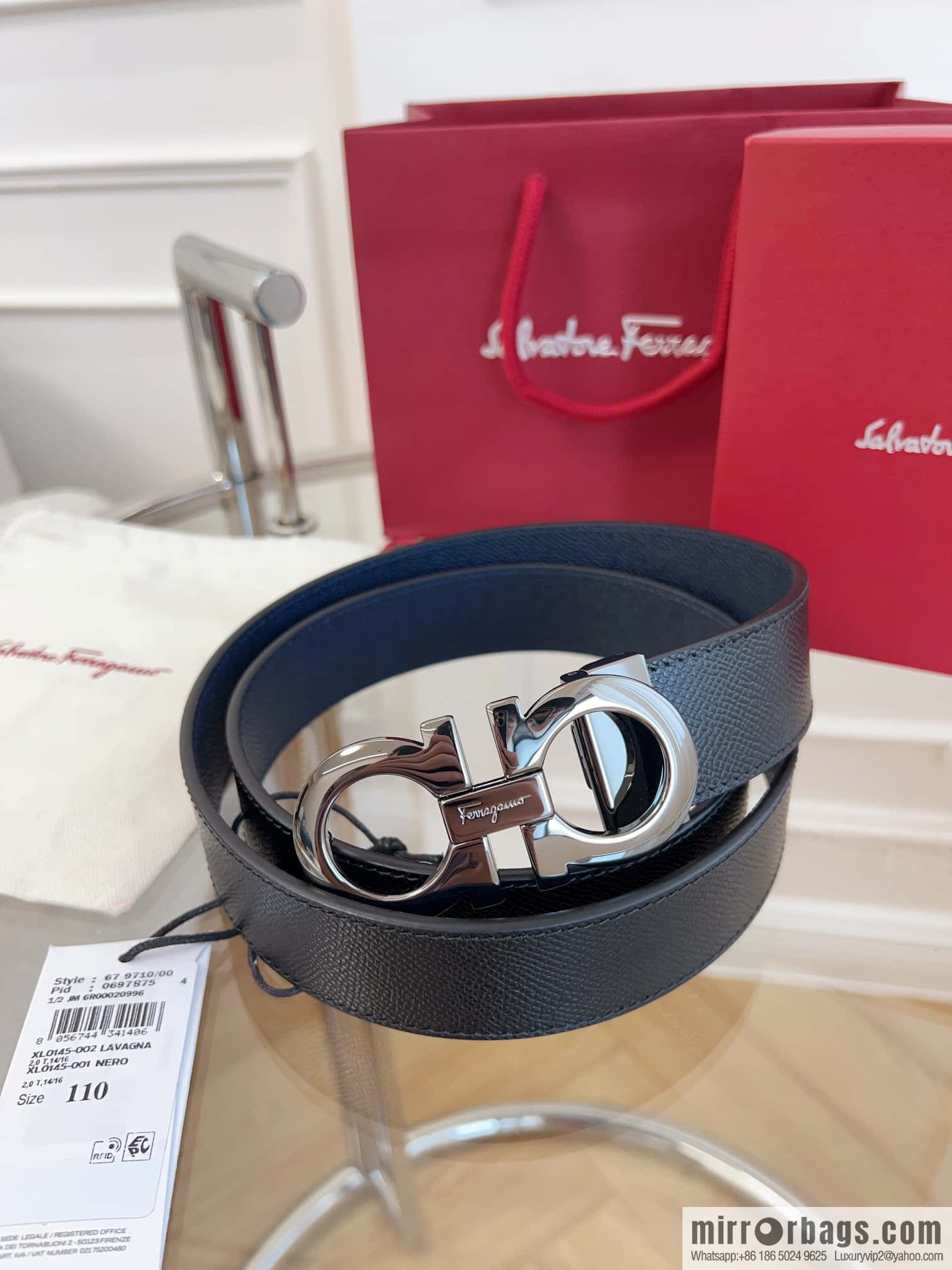 Ferragamo 🅿 Original Leather Purchasing Grade 3.5cm Precision Brass Hardware Belt