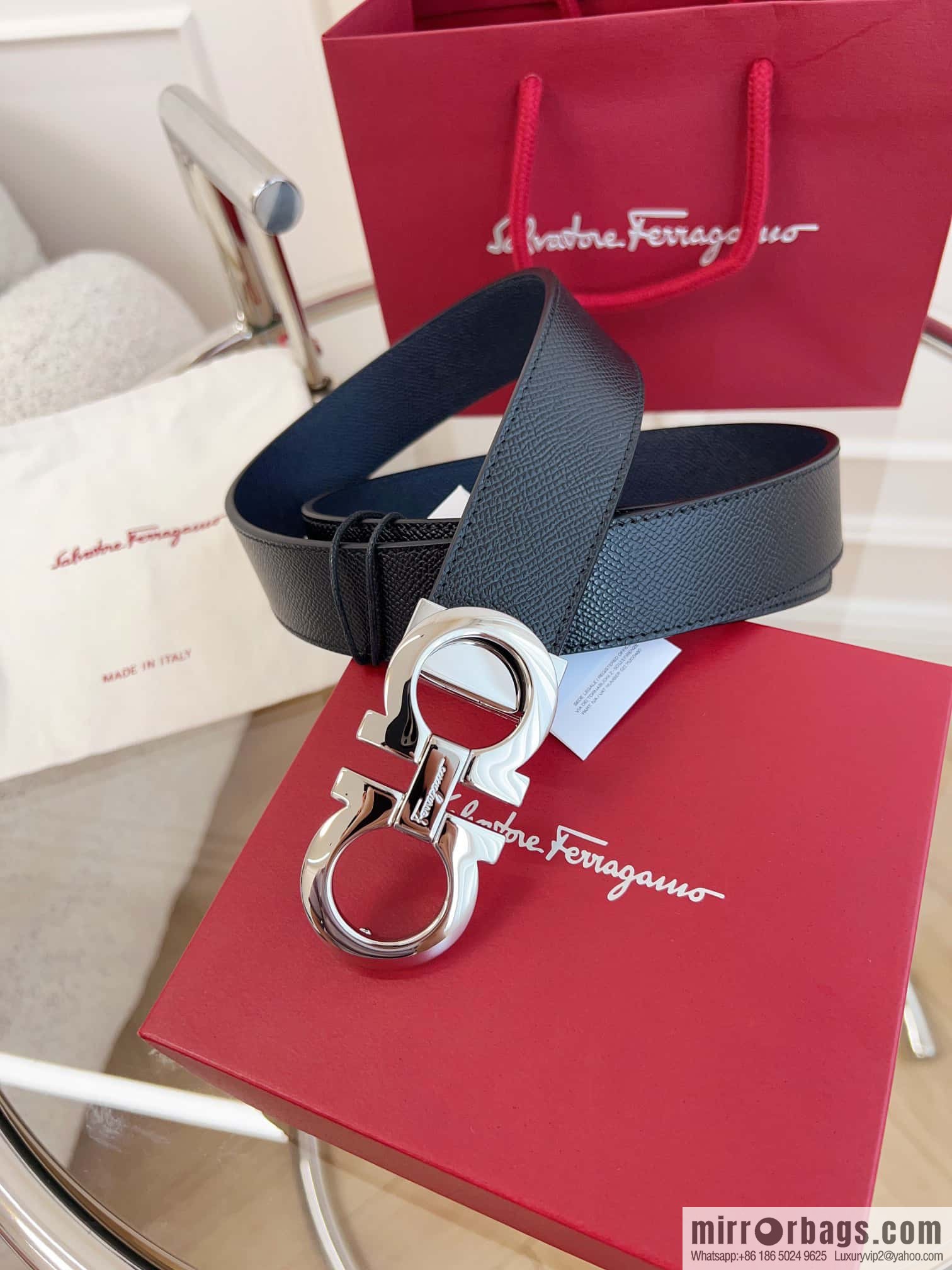 Ferragamo 🅿 Original Leather Purchasing Grade 3.5cm Precision Brass Hardware Belt