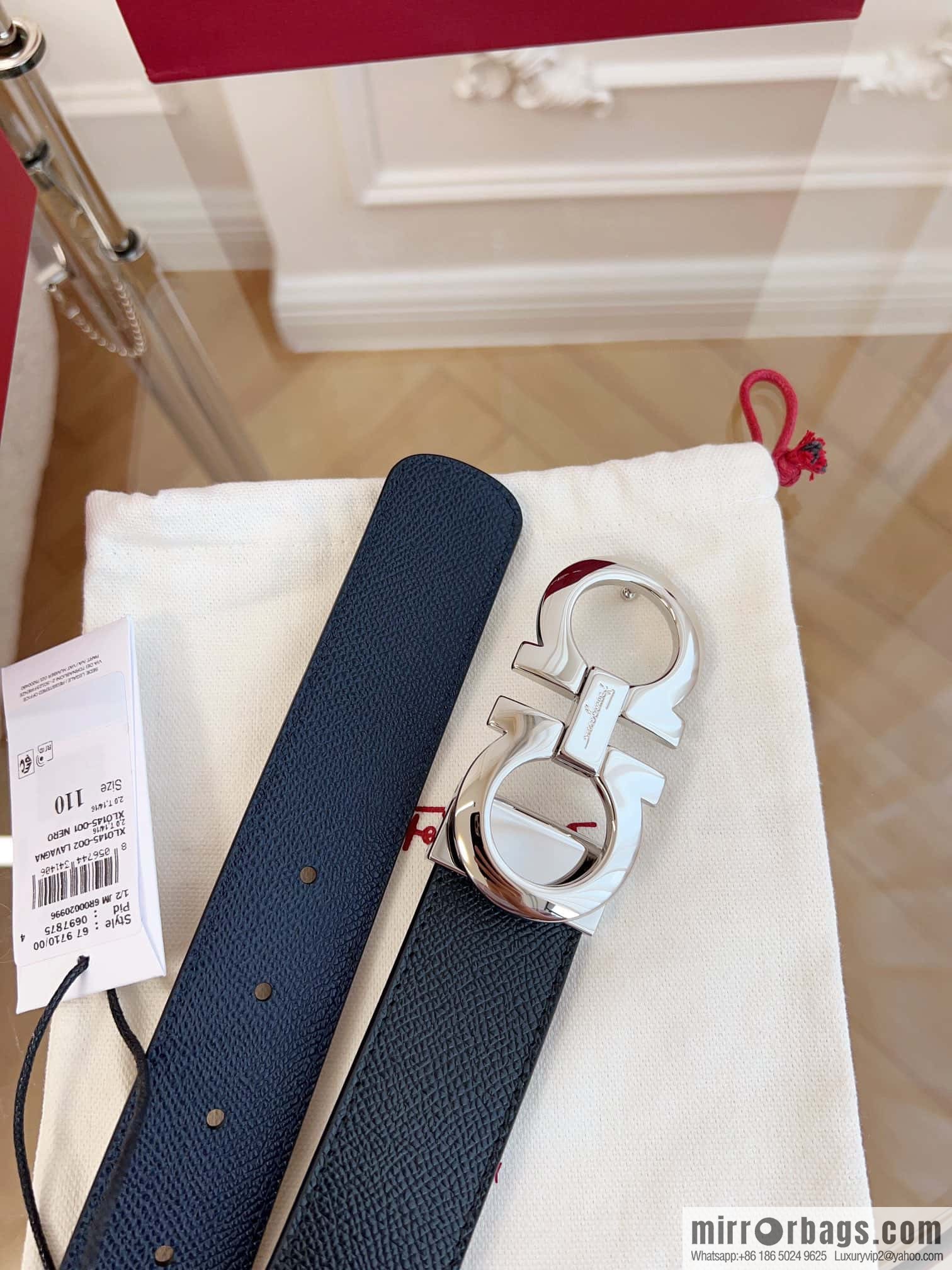 Ferragamo 🅿 Original Leather Purchasing Grade 3.5cm Precision Brass Hardware Belt