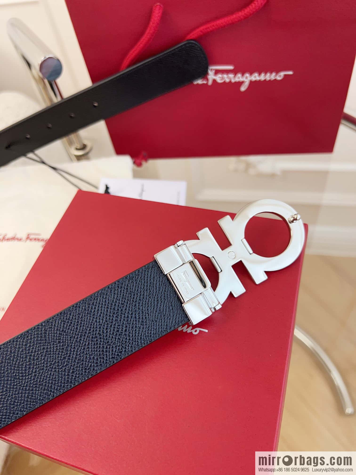 Ferragamo 🅿 Original Leather Purchasing Grade 3.5cm Precision Brass Hardware Belt
