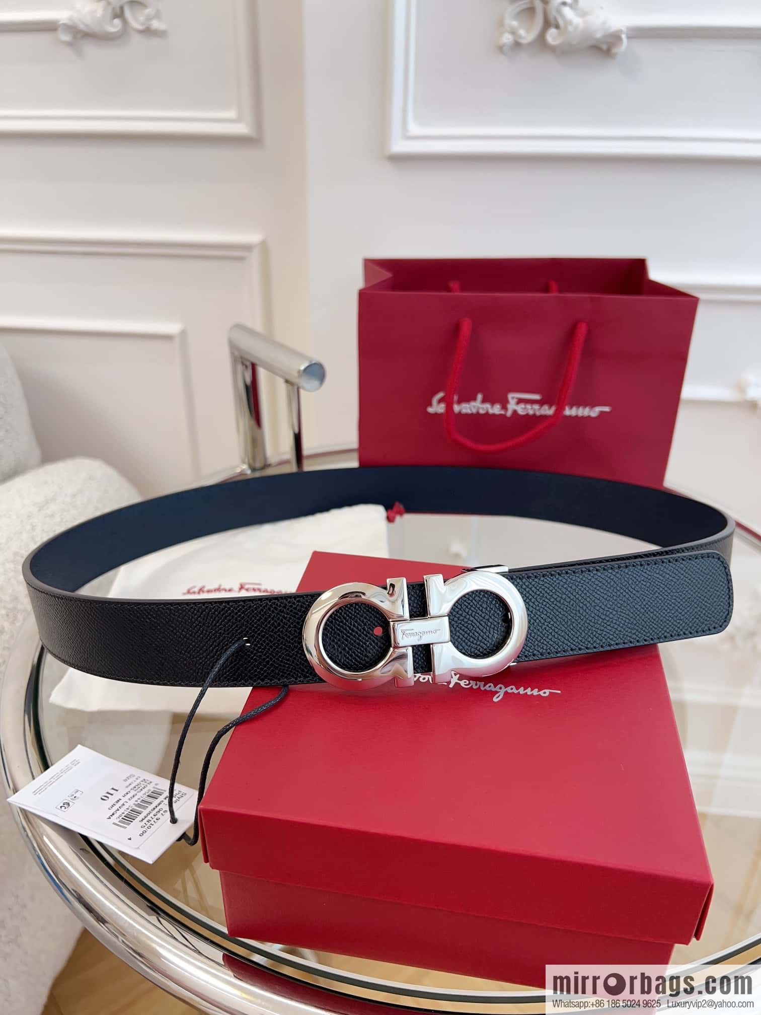 Ferragamo 🅿 Original Leather Purchasing Grade 3.5cm Precision Brass Hardware Belt