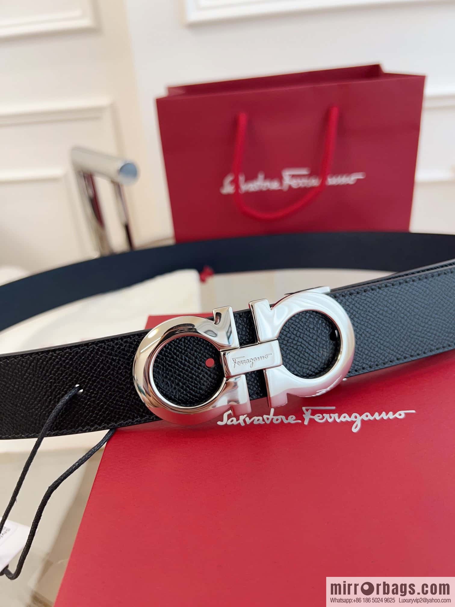 Ferragamo 🅿 Original Leather Purchasing Grade 3.5cm Precision Brass Hardware Belt