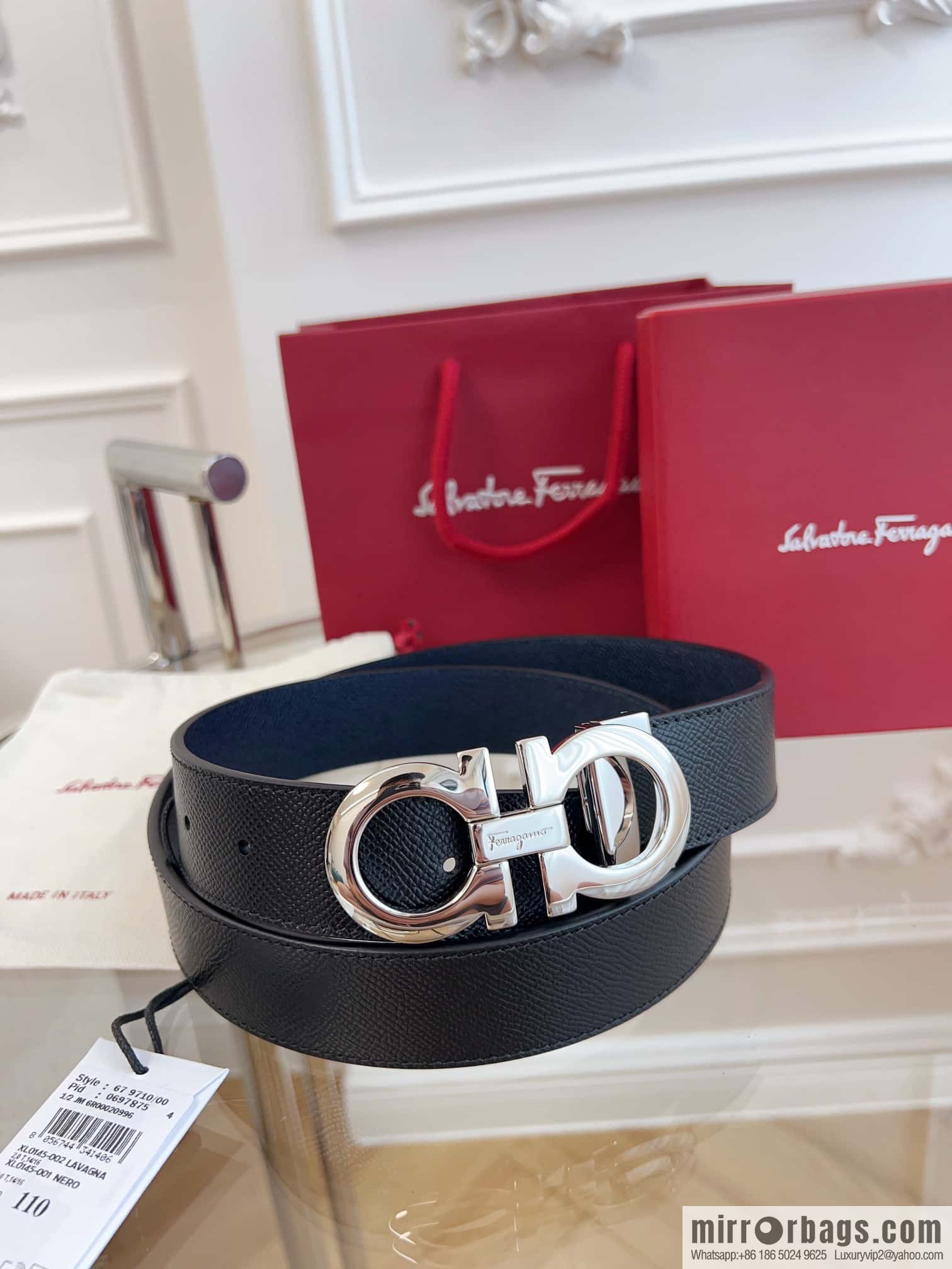 Ferragamo 🅿 Original Leather Purchasing Grade 3.5cm Precision Brass Hardware Belt