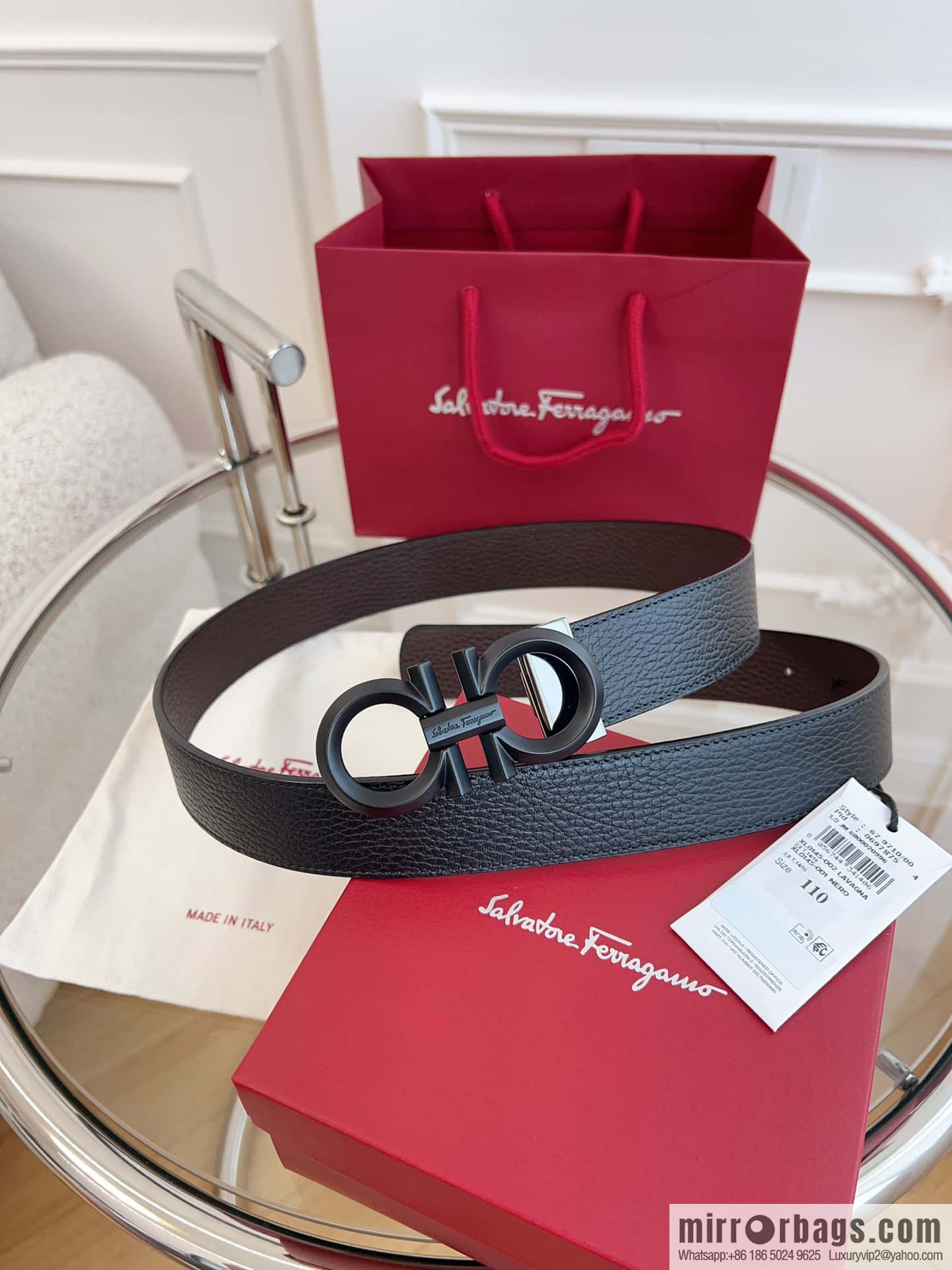 Ferragamo 🅿 Original Leather Purchasing Grade 3.5cm Precision Brass Hardware Belt