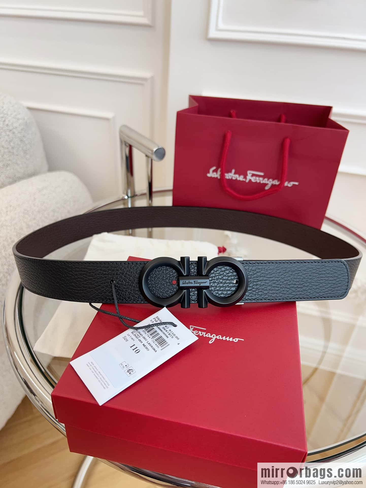 Ferragamo 🅿 Original Leather Purchasing Grade 3.5cm Precision Brass Hardware Belt