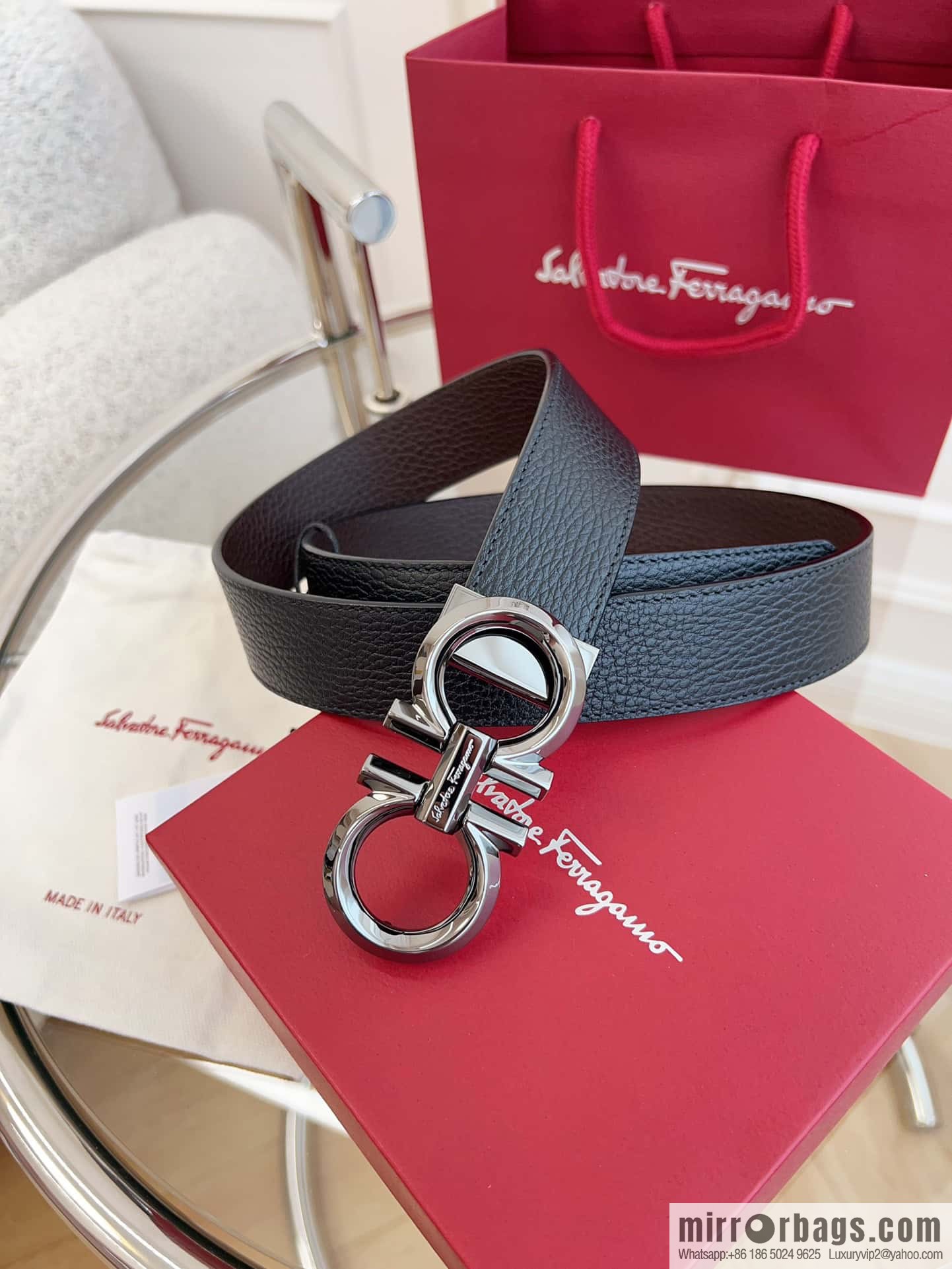 Ferragamo 🅿 Original Leather Purchasing Grade 3.5cm Precision Brass Hardware Belt