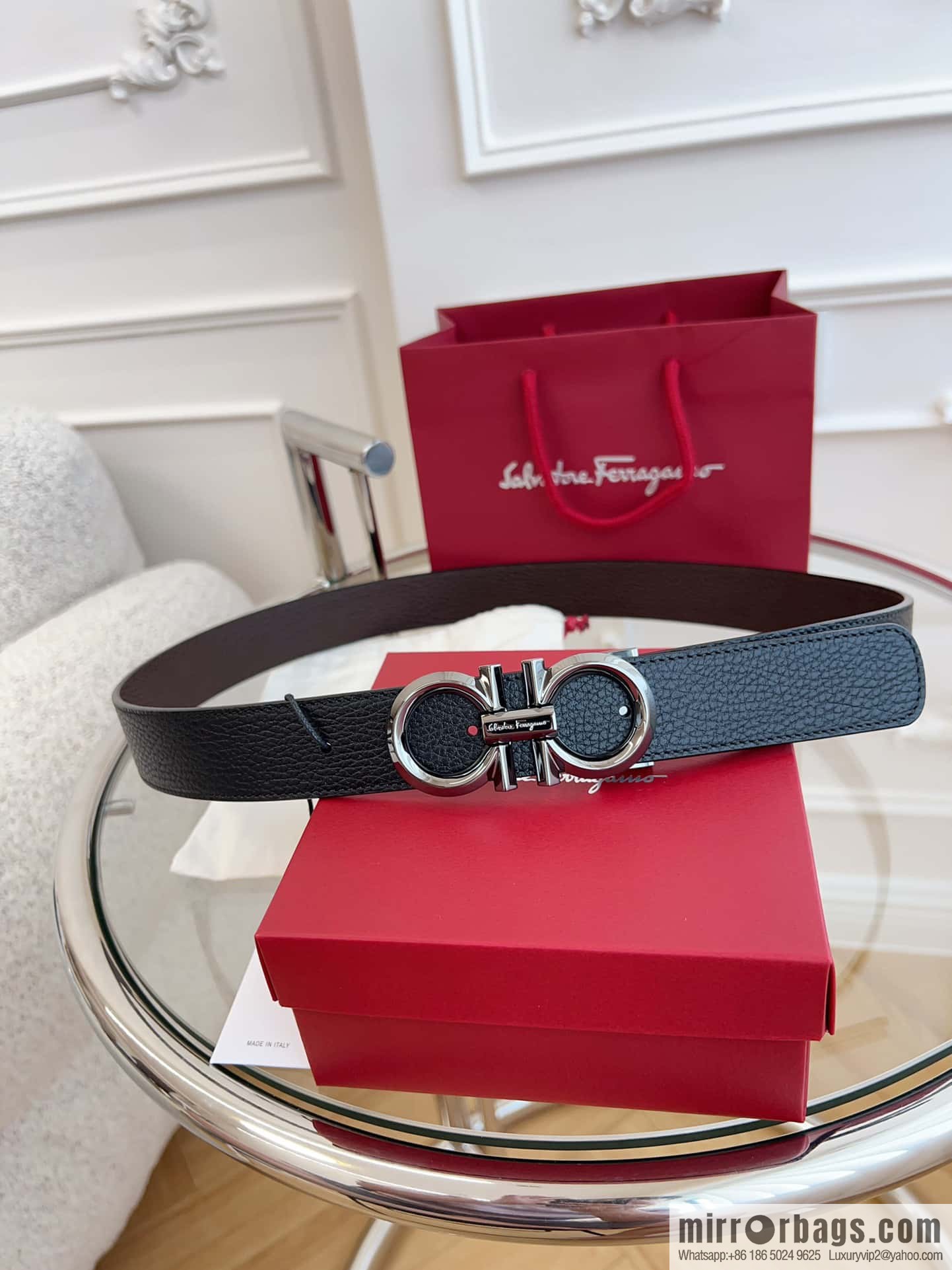 Ferragamo 🅿 Original Leather Purchasing Grade 3.5cm Precision Brass Hardware Belt