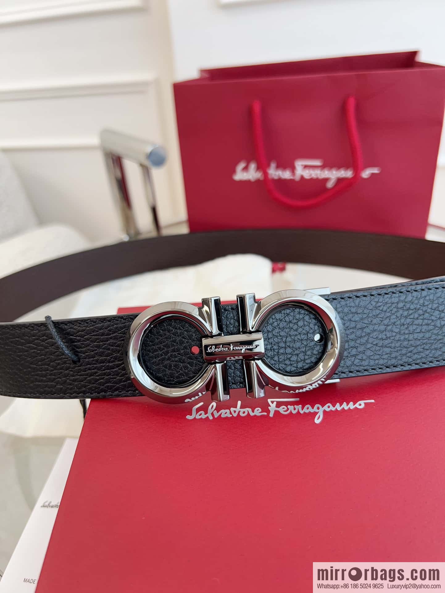Ferragamo 🅿 Original Leather Purchasing Grade 3.5cm Precision Brass Hardware Belt