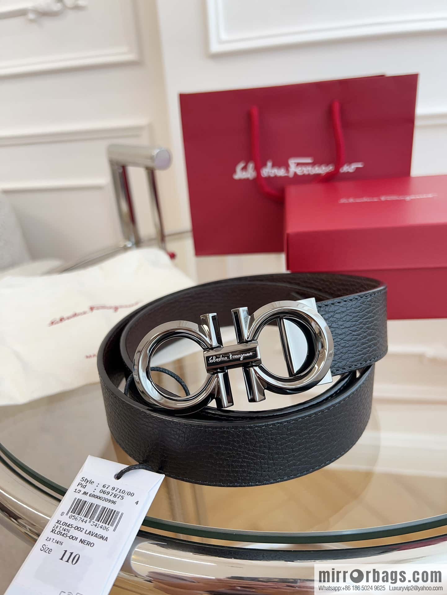 Ferragamo 🅿 Original Leather Purchasing Grade 3.5cm Precision Brass Hardware Belt