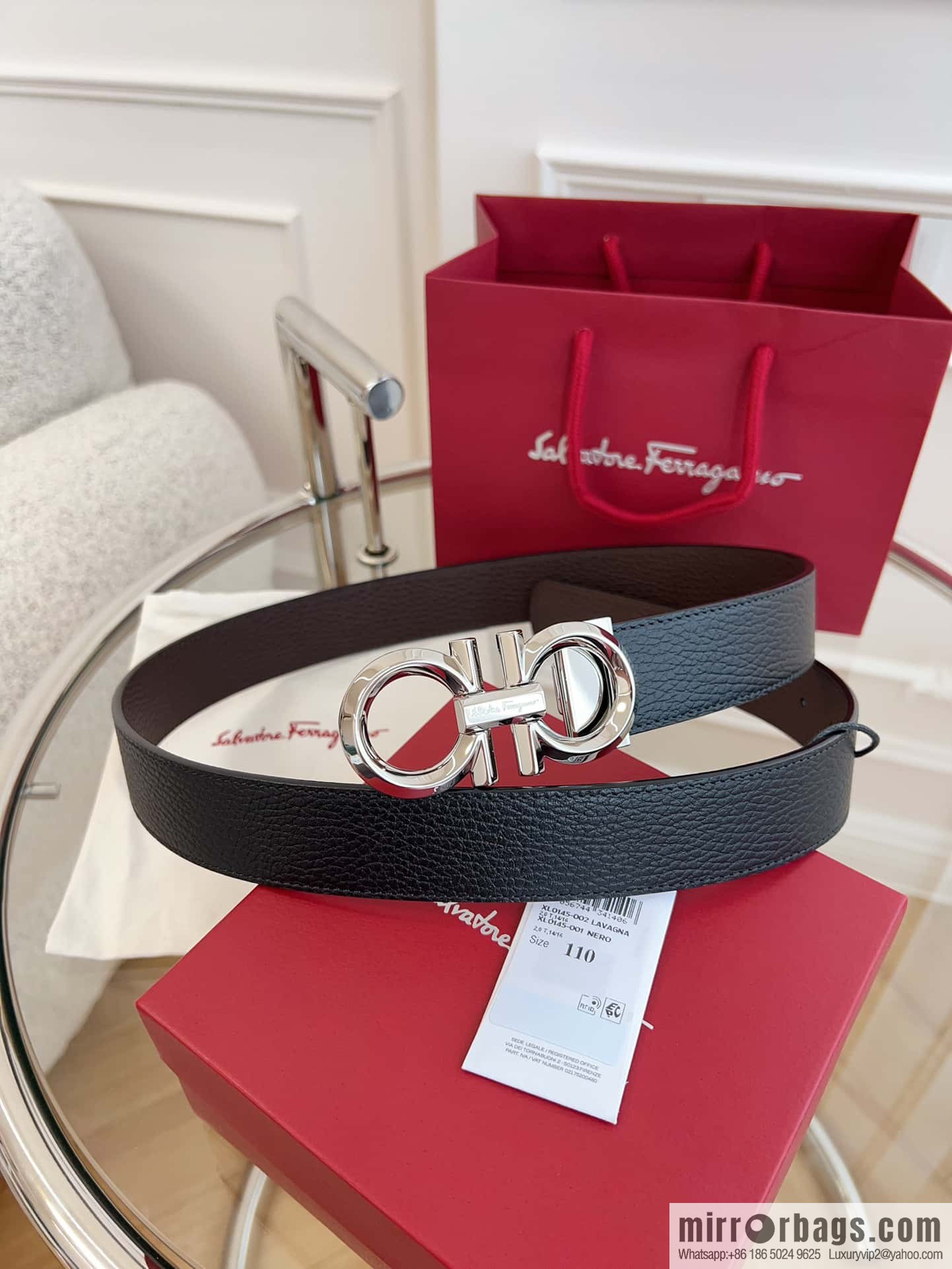 Ferragamo 🅿 Original Leather Purchasing Grade 3.5cm Precision Brass Hardware Belt