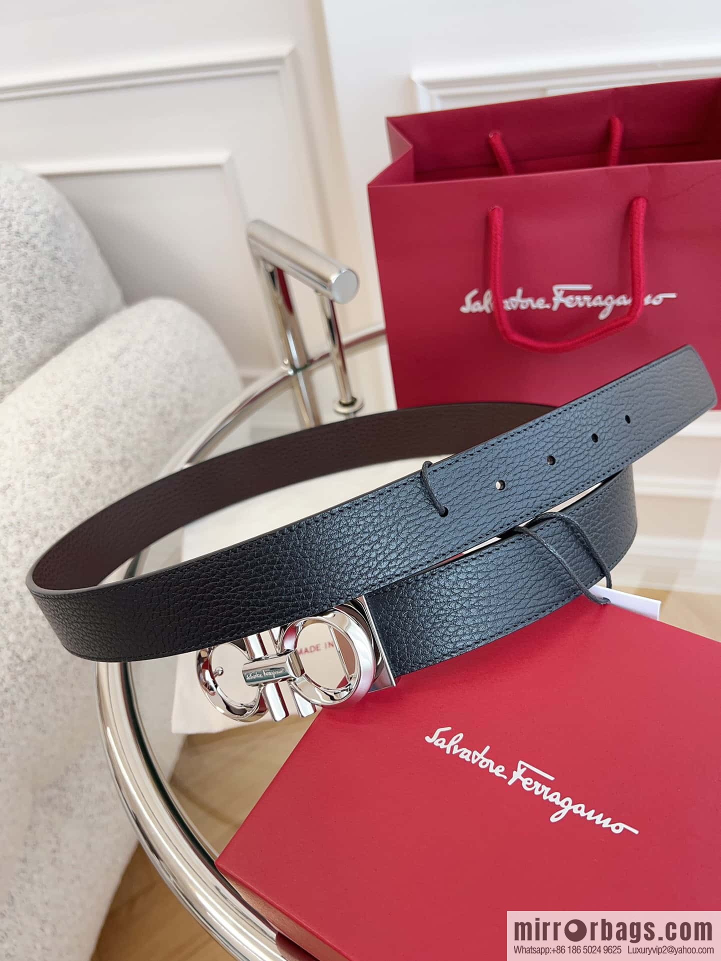 Ferragamo 🅿 Original Leather Purchasing Grade 3.5cm Precision Brass Hardware Belt