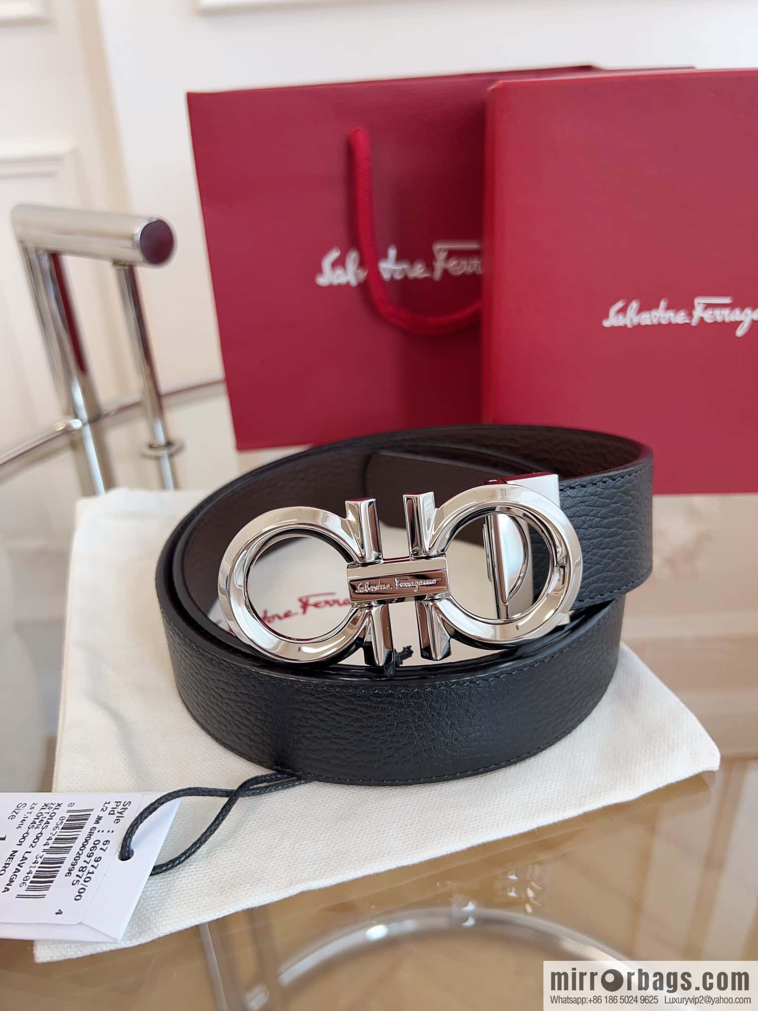 Ferragamo 🅿 Original Leather Purchasing Grade 3.5cm Precision Brass Hardware Belt